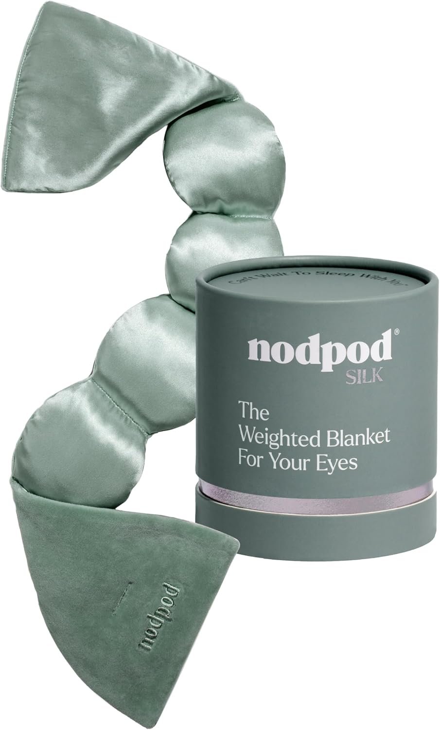 Nodpod Mineralized Silk Gentle Pressure Sleep Mask – Strap-Free, Light-Blocking Design for Sleep, Travel & Relaxation – Weighted Eye Pillow, Machine Washable (Willow)