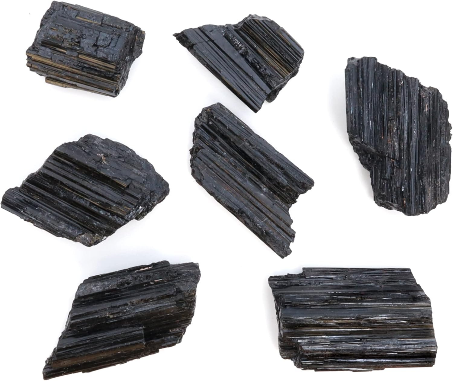 DANCING BEAR Black Tourmaline Crystals Bulk (1/2 LB Large Pieces) with Information Card, Rough Raw Natural Stones for Good Vibes, Reiki Energy, Made in USA