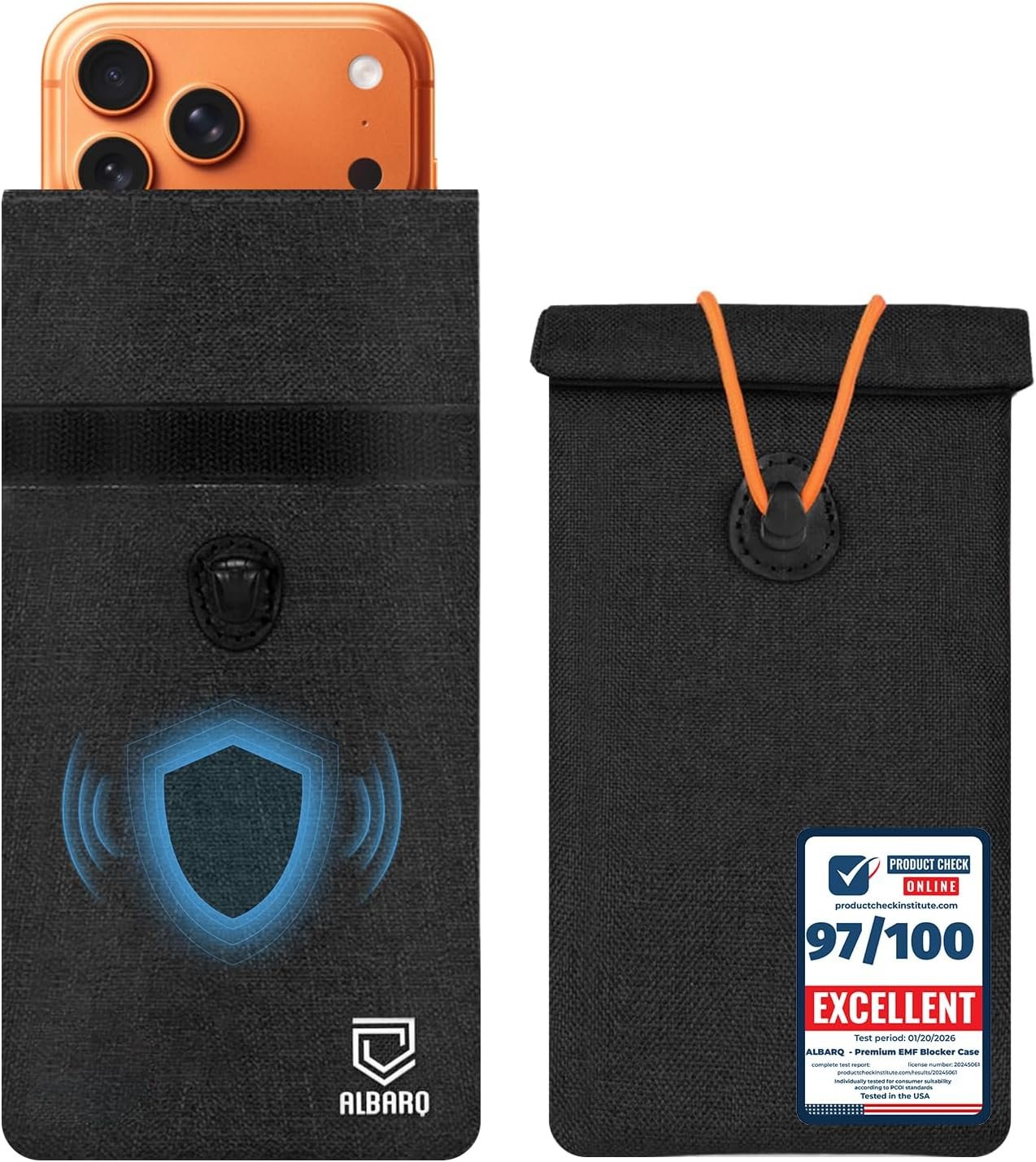 Premium Faraday Bags For Cell Phone EMF Blocker Case Protection Size 8inx4in Anti Shield Sleeve Phones Pouch Cage Car Keys Fob Cover 5G Wifi GPS Jammer Signal Rfid Radiation Blocking Bag Faraday Box