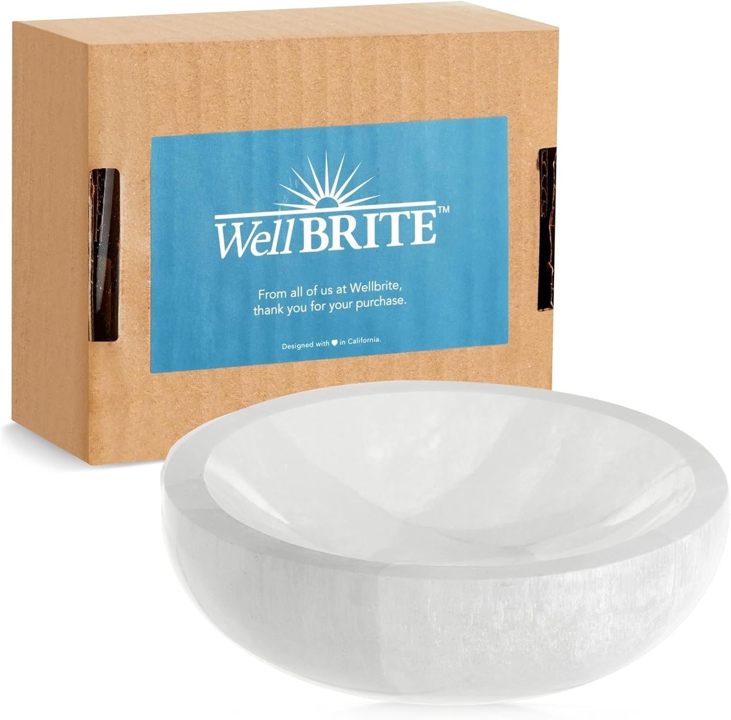 Wellbrite IMPRESA 4-Inch Selenite Charging Bowl for Cleansing, Recharging Crystals and Healing Stones, Meditation, Spiritual Awareness, Positive Energy, Witchcraft Supplies, Home Decor – Selenite Bowl