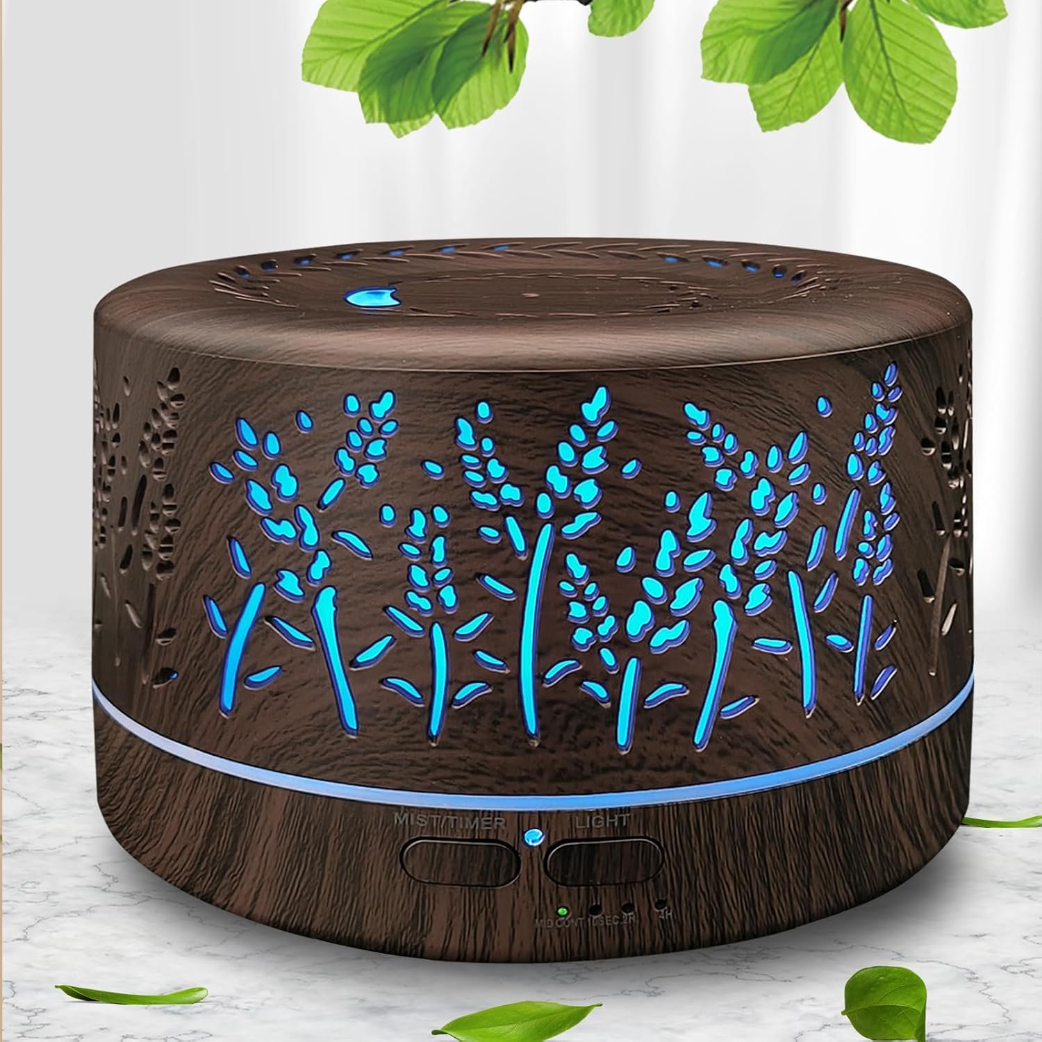 Diffusers for Essential Oils Large Room,600ml Essential Oil Diffusers for Home,Waterless Auto Off 7 Colors Changed 3 Mist Modes,Cool Mist Humidifiers for House Bedroom Decor,Gifts,Dark Wood