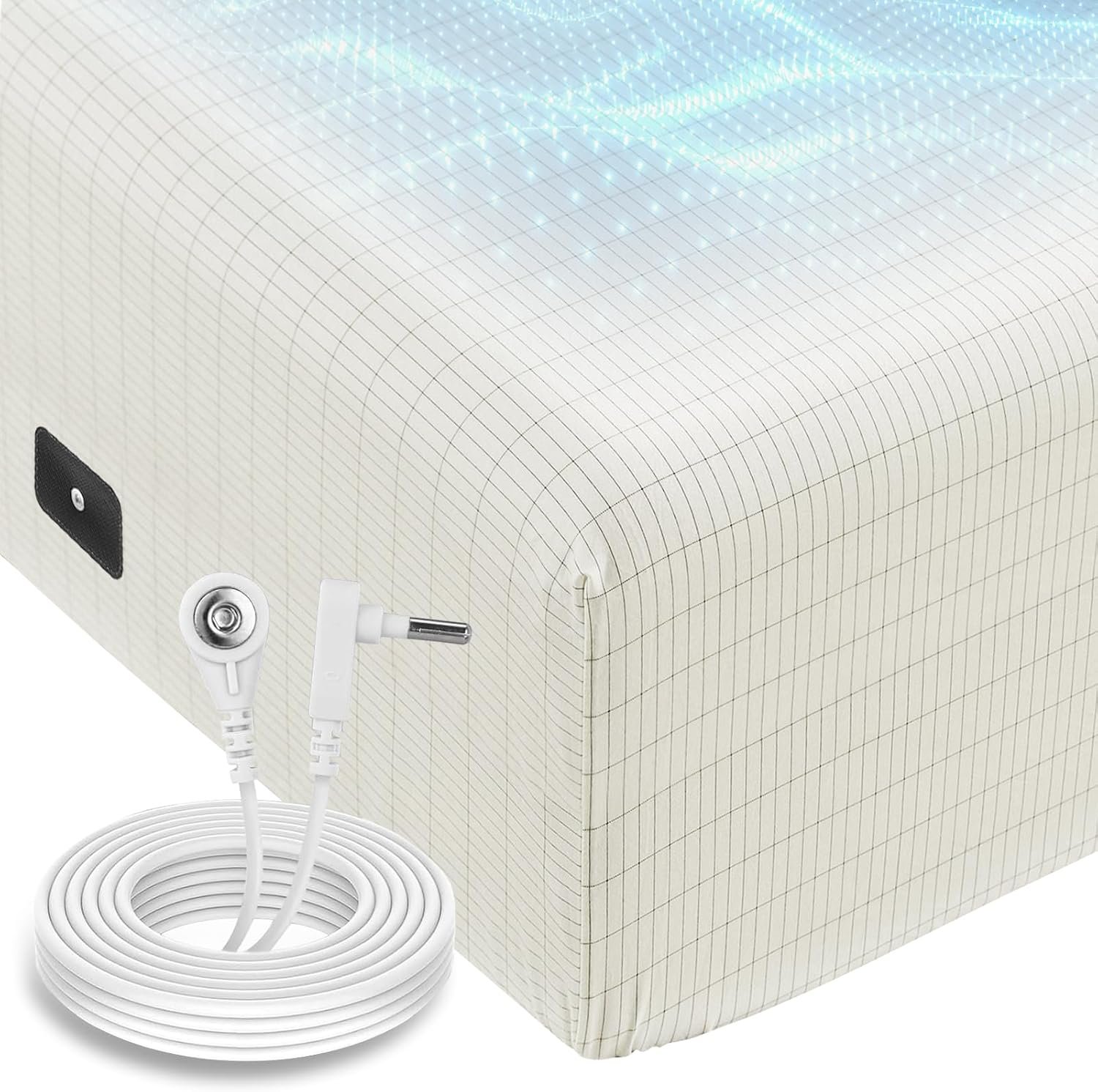 HYPREST Grounding Sheets Queen Deep Pockets 16 inches, 90% Cotton & 10% Silver Fiber Infused, Earthing Sheets Grounding Well Bed Fitted Sheets- 60″x80″