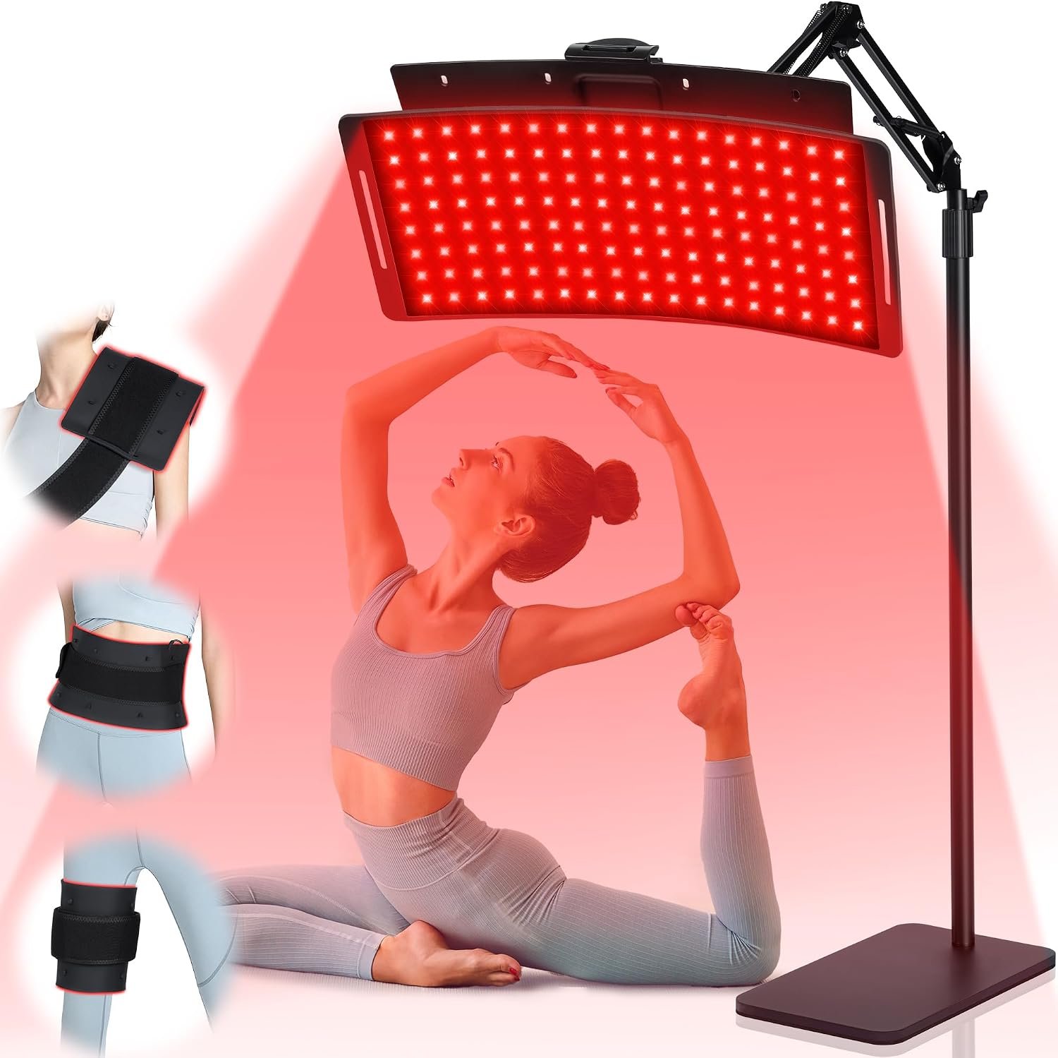 KingPavonini Red Light Therapy for Body, 2-in-1 Red Light Therapy Lamp Convertible to Wearable Belt, 9 Modes, 660nm Red & 850nm Infrared Light Therapy for Face Back Waist Knee, Muscle Recovery