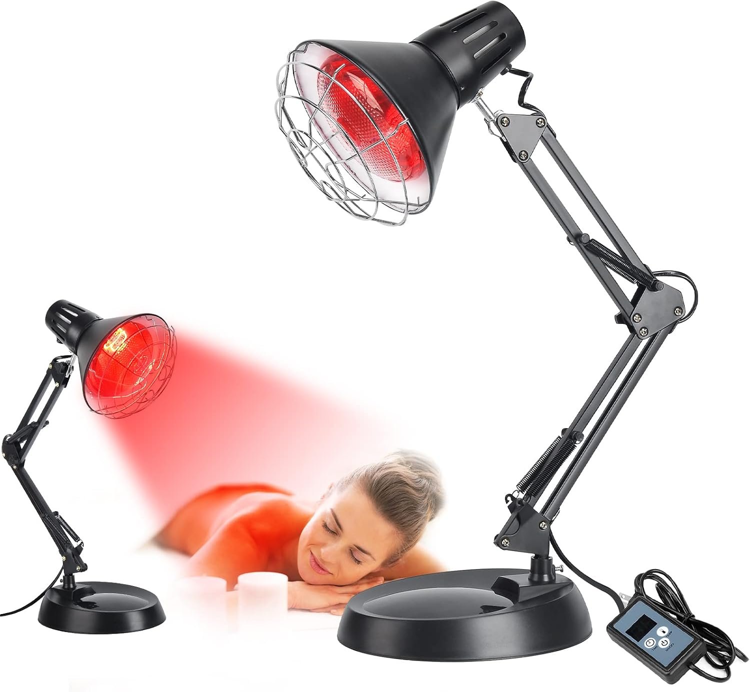 Infrared Red Light Therapy with Sturdy Base, Heat Lamp Device with 150W Bulb, Adjustable Near Infrared Light Heat Lamp Set for Body Neck Shoulder Joints Back Pain Relief