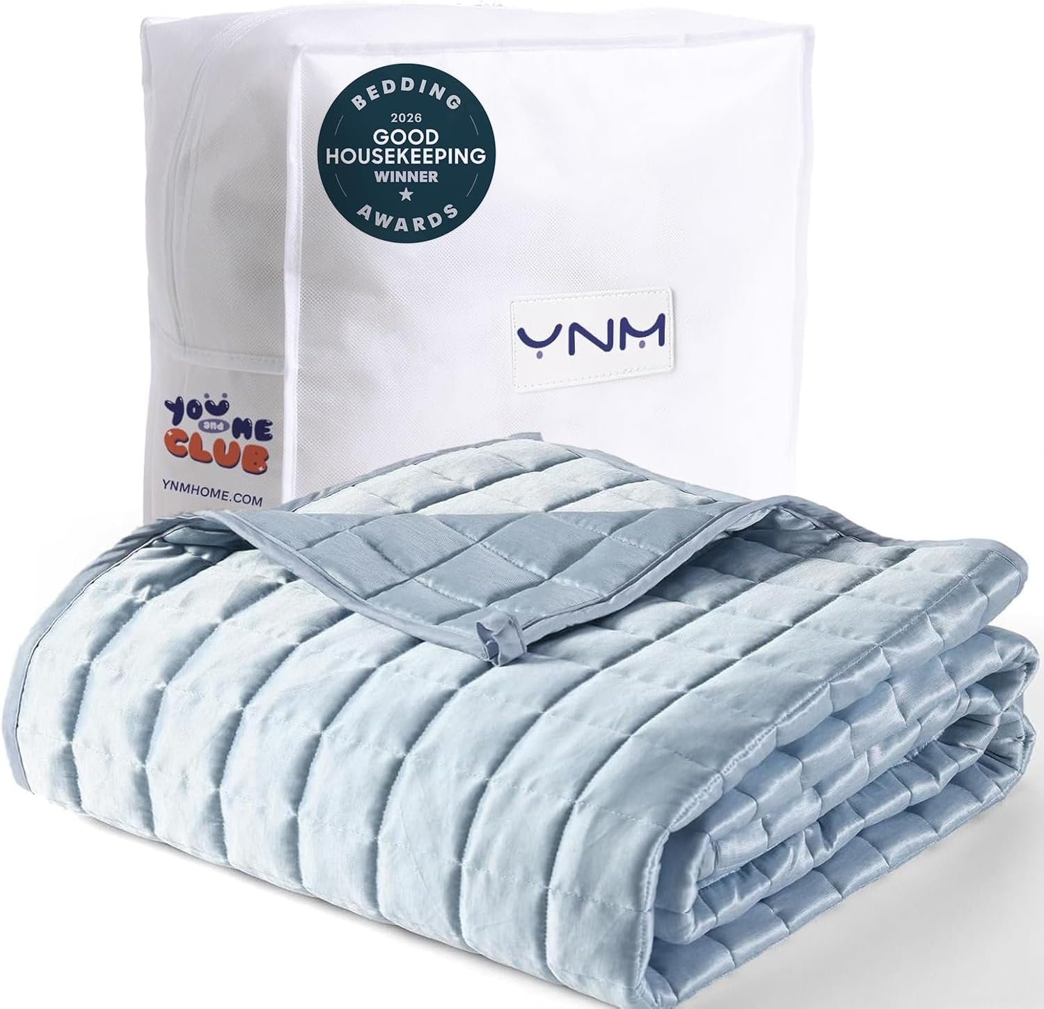 YnM Cooling Weighted Blanket for Adults, 15lbs Heavy Bed Throw Comforter with 100% PE Fabric, Ideal for Hot Sleepers or Summer Days(48×72 Inches for Twin/Full Bed, 15 Pounds,Blue)