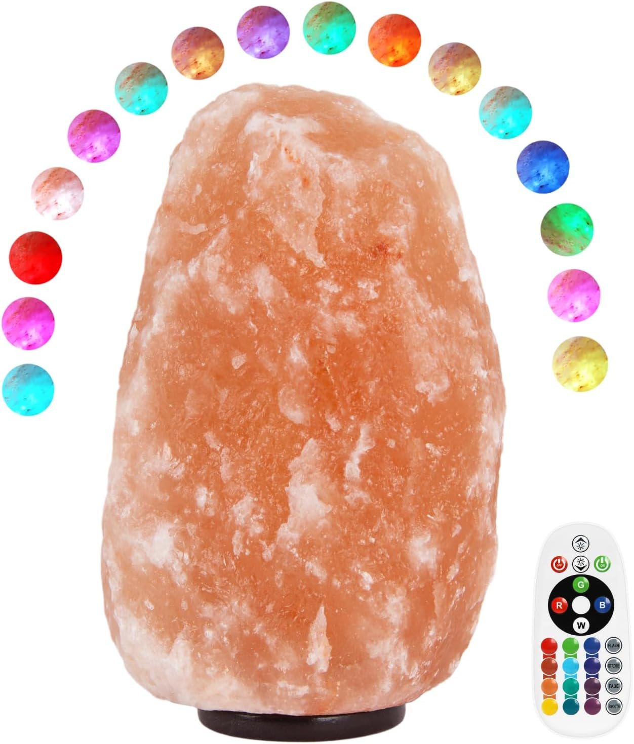pursalt Himalayan Salt Lamp – 9-11 Inch 11-15 lbs, Natural Pink Large Salt Rock Lamp with Remote Control, 16 Color-Changing LED, USB-Powered Night Light for Home, Office, Bedroom, Yoga Decor