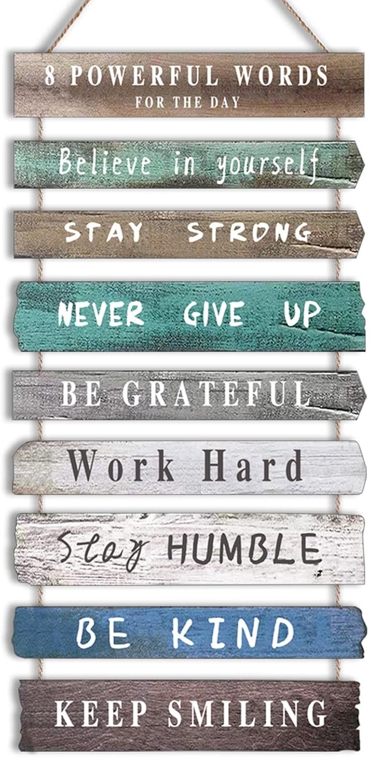 Inspirational Wall Art Decor for Office, Wooden Rustic Hanging Motivational Wall Art Decoration Sign, Inspiring Positive Quotes Wall Art for Home Living Room Bedroom Bathroom Classroom Gym 12″x24″