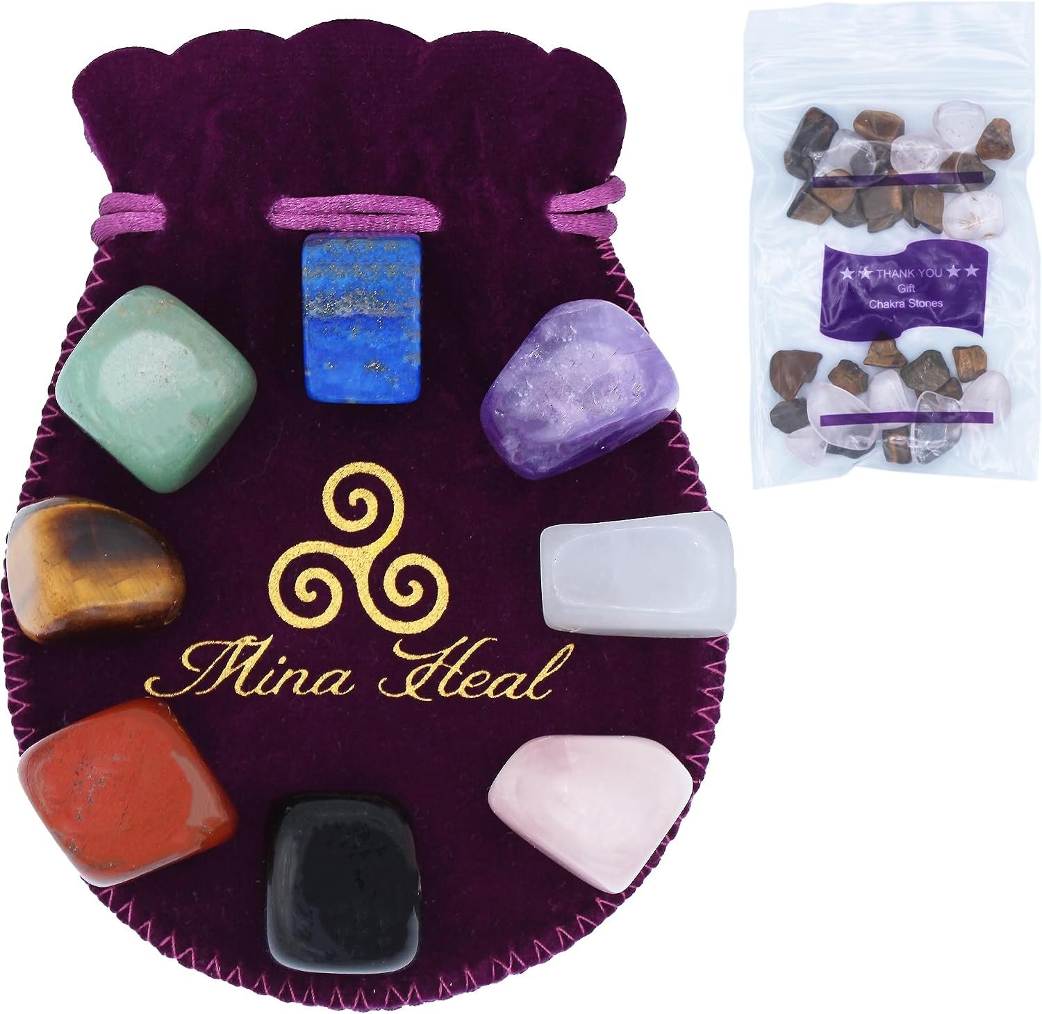 Chakra Stones Set of 8 – Crystals and Healing Stones, Tumbled Chakra Crystals & Polished Rocks for Meditation, Reiki, Chakra Balancing, Protection, and Crystal Décor