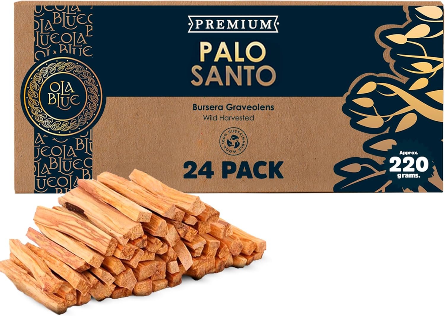 Palo Santo Smudging Sticks – 24 Pack (220 Grams | 8 Oz) from Peru Premium High Resin Hand Picked Palo Santo Sticks – Ethically Wild Harvested Sacred Smudging Sticks Sustainable Packaging