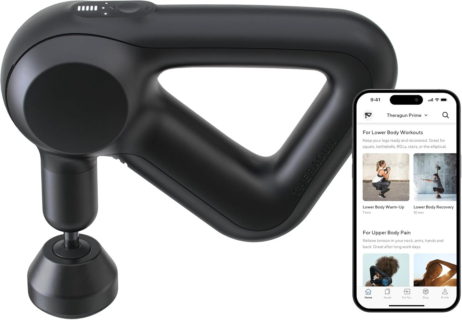 TheraGun Therabody Prime (4th Generation) – Deep Tissue Percussion Therapy Massage Gun – Bluetooth Enabled, Personal Massager for Pain Relief in Neck, Back, Leg, Shoulder and Body