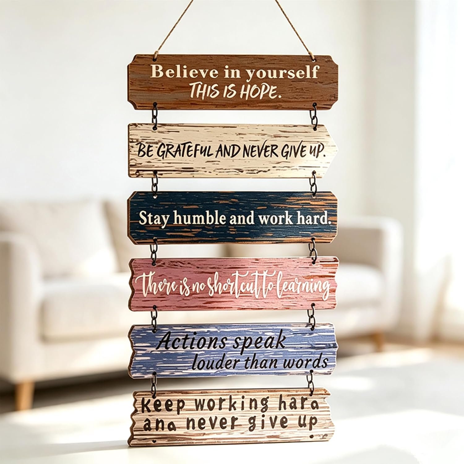 Office Motivational Wall Art Decor, Wood Rustic Hanging Motivational Wall Art Decor Sign, Inspiring Positive Quotes Wall Art, Christian Teachings Faith Wood Decor for Home Living Room Bedroom Bathroom Classroom Gym 12″x20″ (6)