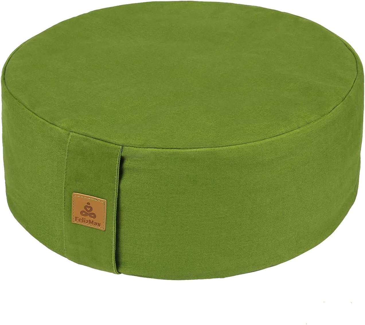 Zafu Buckwheat Meditation Cushion,D=13″/16″ H=5.5″,Round Zabuton Meditation Pillow,Yoga Bolster Kneeling Pillow Premium Yoga Pillow for Sitting on Floor Zippered Cotton Cover