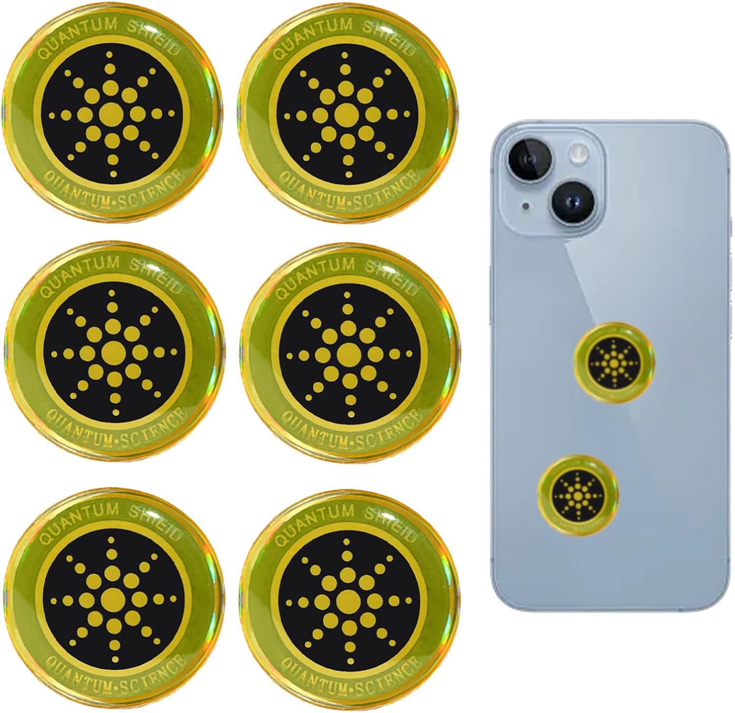 6 Pcs Emf Blocker For Cell Phone,Radiation Blocker For Cell Phone,Emf Stickers For Cell Phone,A Practical Gift For Tech Lovers For Smart Phones/Tablets/Laptops Electronic Devices Blockers（gold）