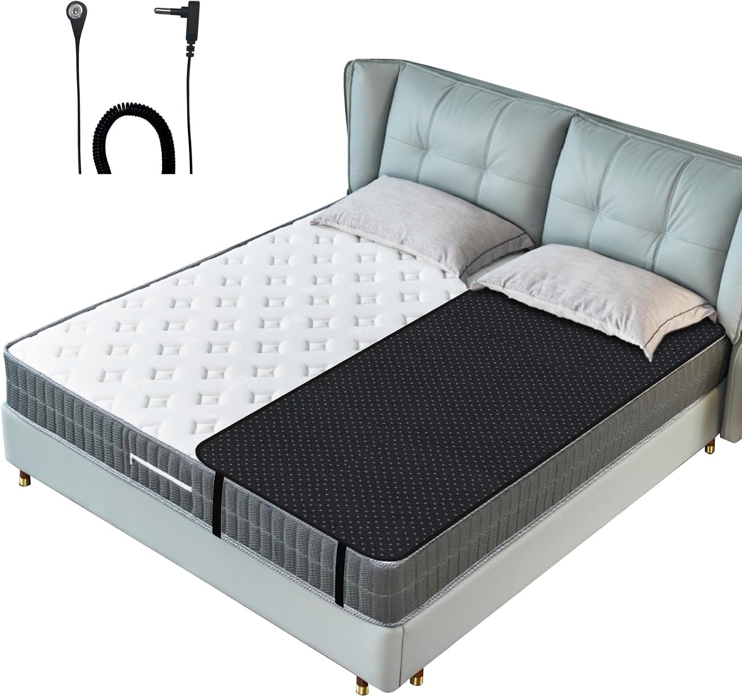 Grounding Mat for Bed, Grounding Mattress Cover for Improving Sleep, Sleep Pad, Earth Mat Carbon Leatherette Therapy (27″ x 78″)