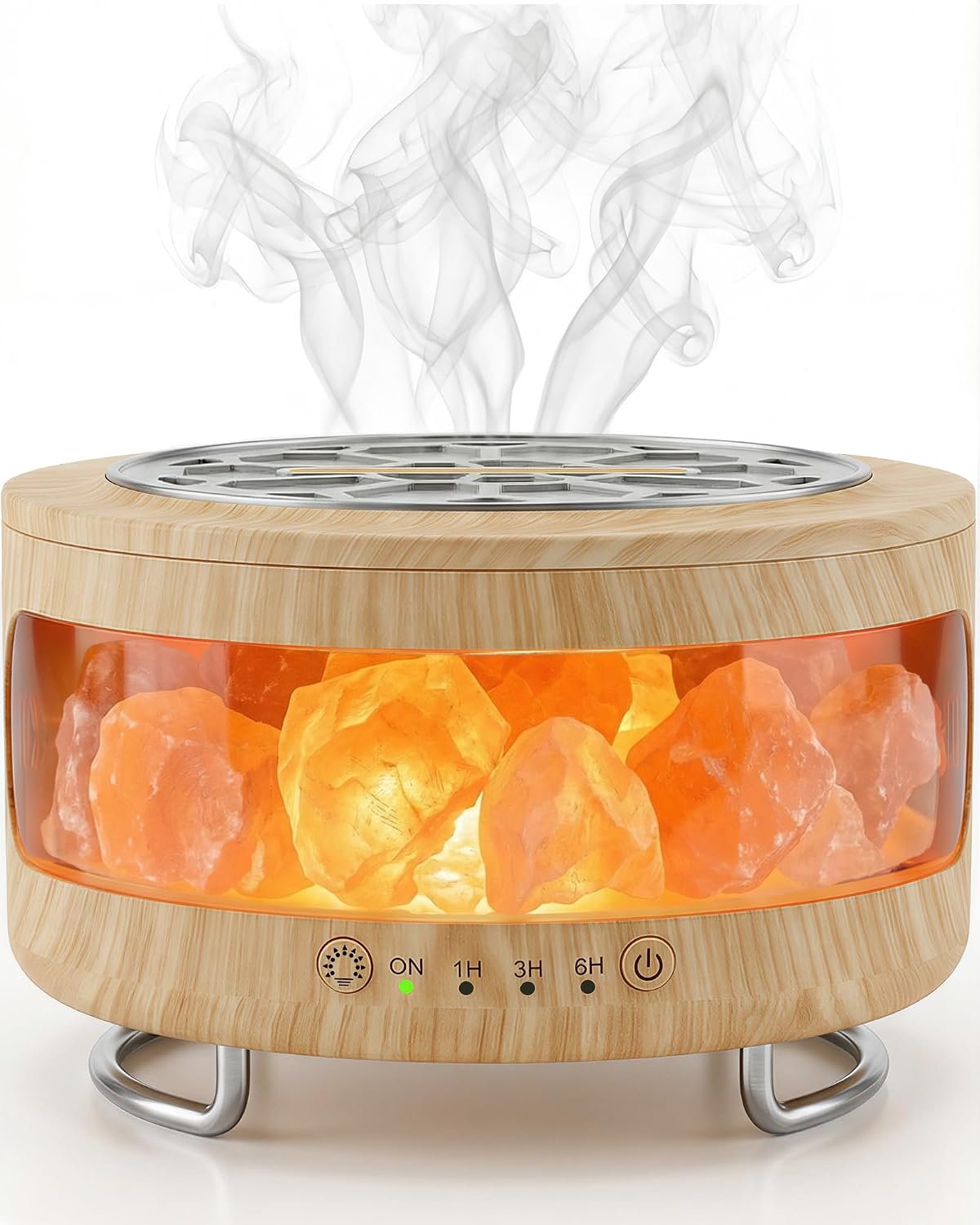 Essential Oil Diffuser with Himalayan Salt Lamp, 350ml Ultrasonic Aromatherapy Humidifier, 7 Colors LED Light, Timer & Auto Shut-Off for Home Bedroom Office Spa Yoga