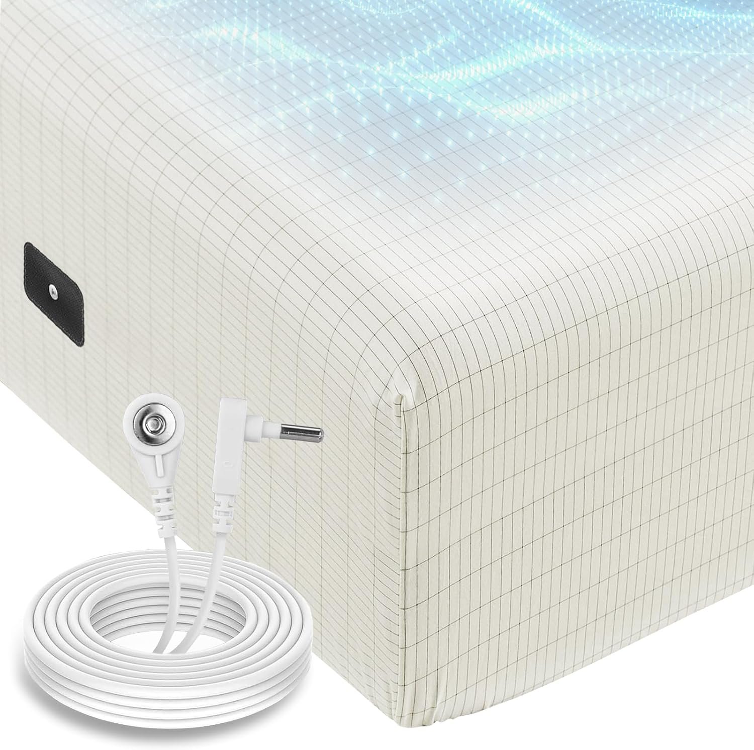 HYPREST Grounding Sheets King Deep Pocket 16 inches, 90% Cotton & 10% Silver Fiber Infused, Earthing Sheets Grounding Well Bed Sheets for Improved Sleep, Pain Relief