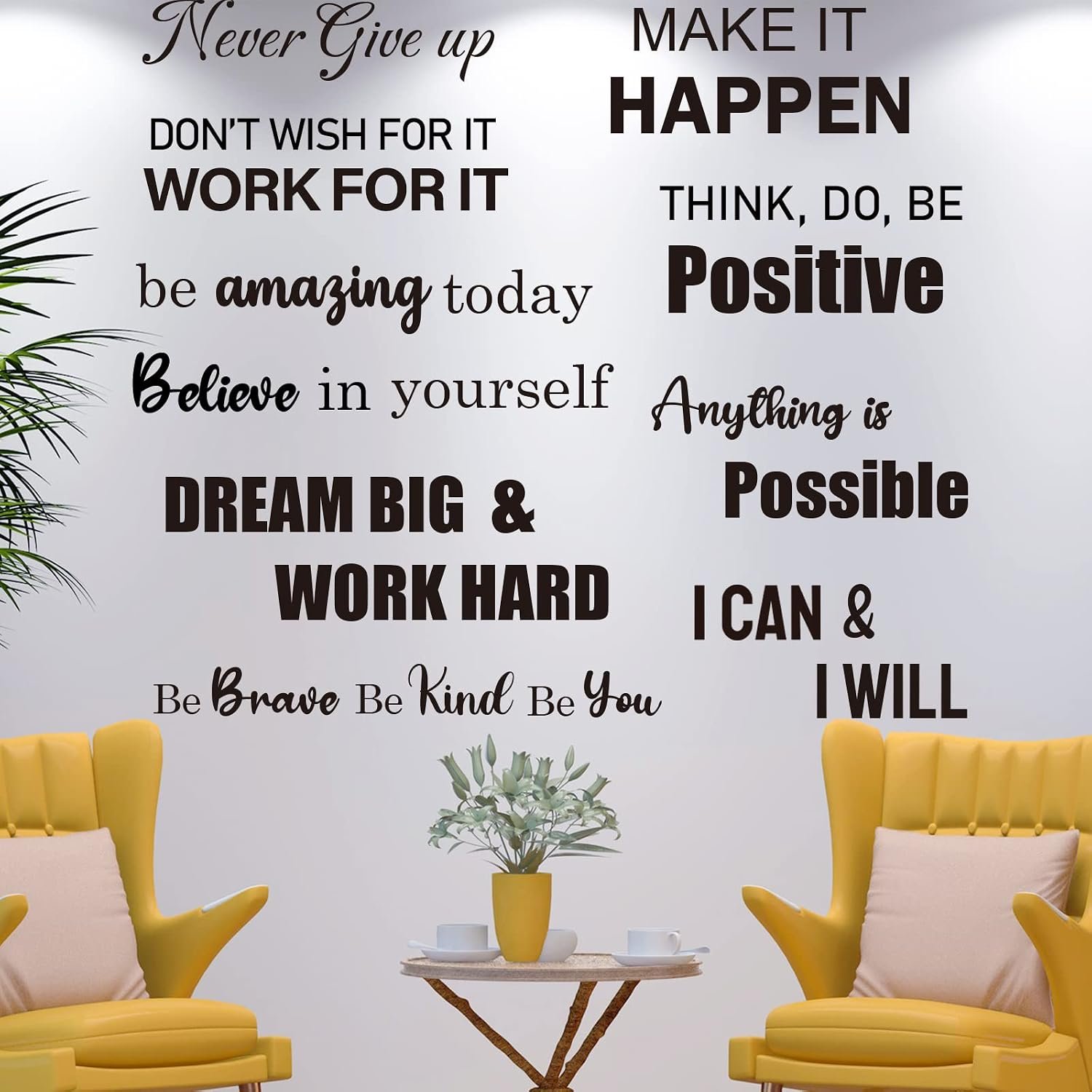 10 PCS Inspirational Wall Stickers Decals Quotes, Large Motivational Positive Saying Wall Art Decor for Bedroom, Living Room, Office