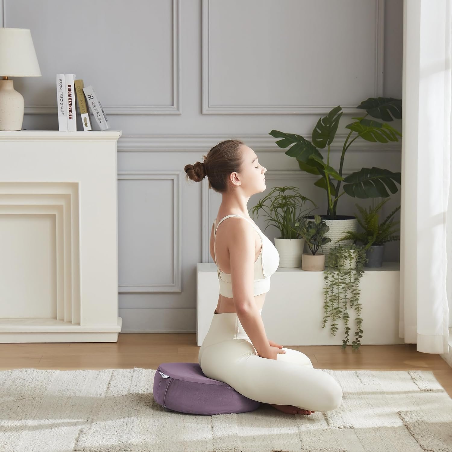 Meditation Cushion Bolster Pillow for Restorative Yoga – Supportive Cushion for Meditation, Pilates, and Relaxation – Filled with Buckwheat Hulls – Removable Cover