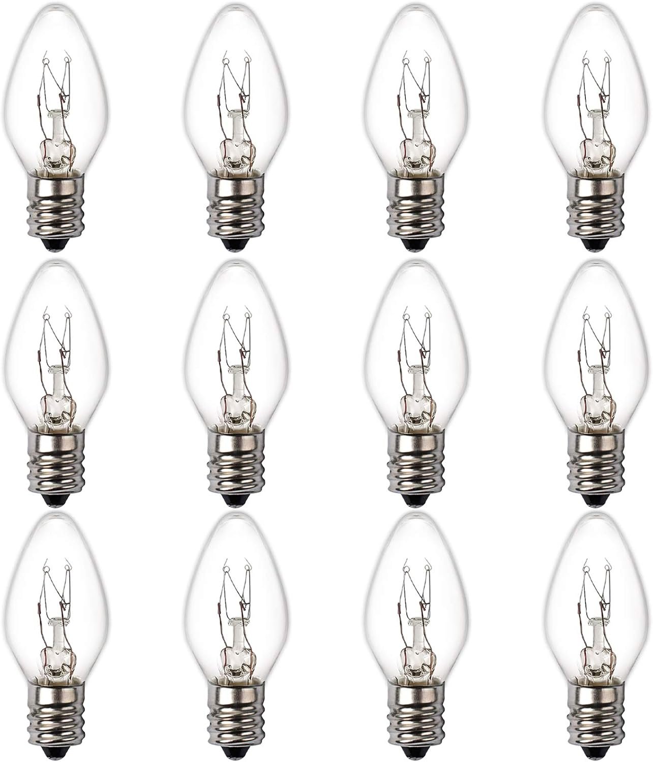 SalPhines 15 Watt Himalayan Salt Lamp Bulbs, 12Pack Dimmable Night Light Bulbs with E12 Base, for Rock Salt Lamp, Scentsy Warmer Wax Diffuser, Candle Warmers