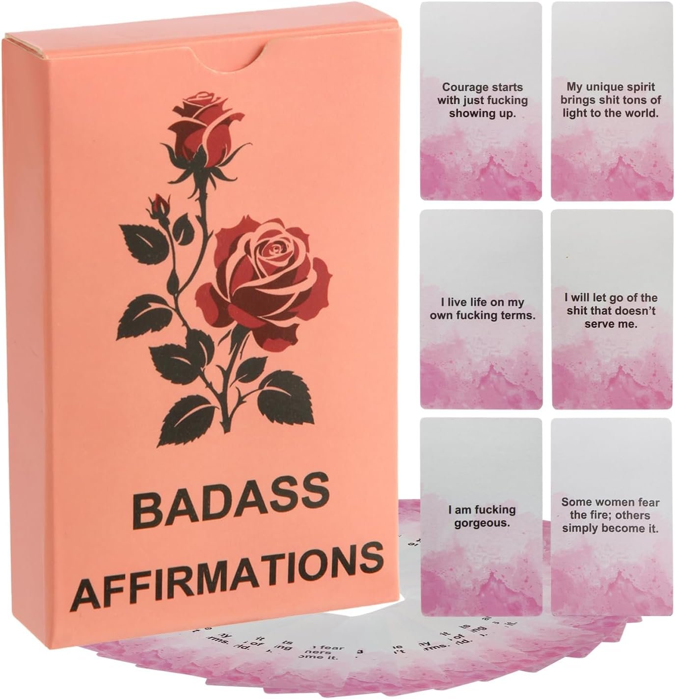 Lapsia 55 Badass Affirmation Cards for Women – Funny Gift for Her | Self Care Cards with Bold Attitude, Daily Motivation & Empowerment