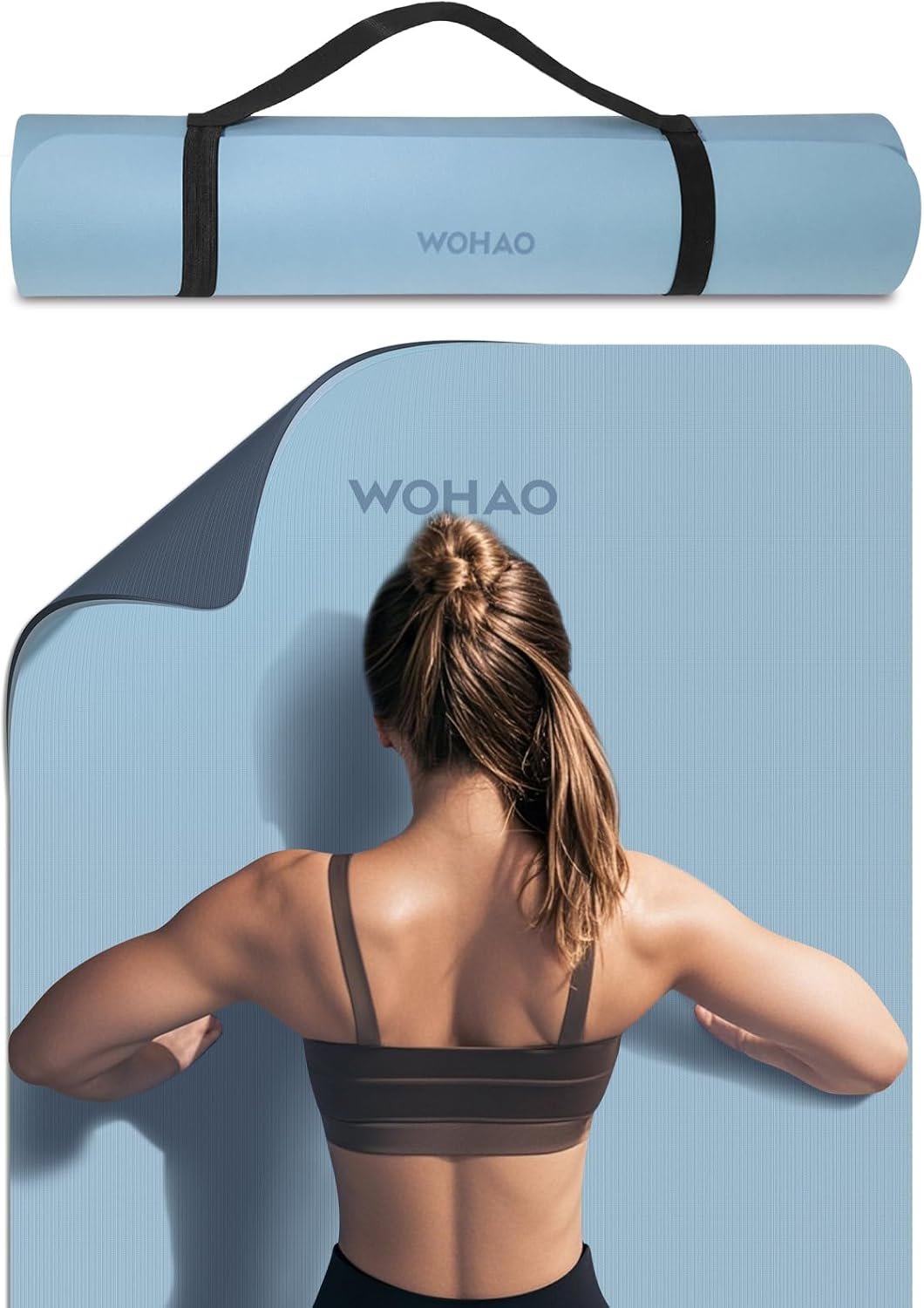 Extra Thick 8mm Yoga Mat, 72″x28″ Non Slip Exercise Mat, Reversible 2-Sided Dual Color Premium POE Material, with Carrying Strap for Yoga, Pilates, Home Gym