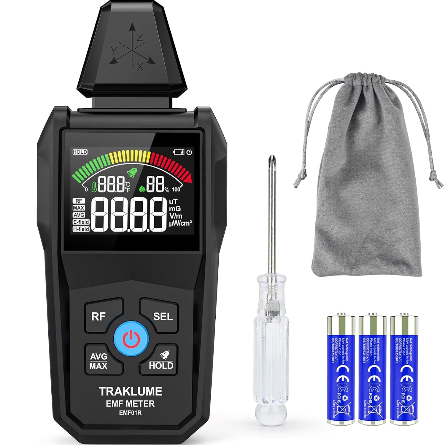EMF Detector Meter Radiation Detector for Home Digital EMF Reader for Radio Frequency Radiation 5-in-1 EMF Meter for Electromagnetic Radiation EMF Tester for Cell Phone Ghost Hunting Equipment