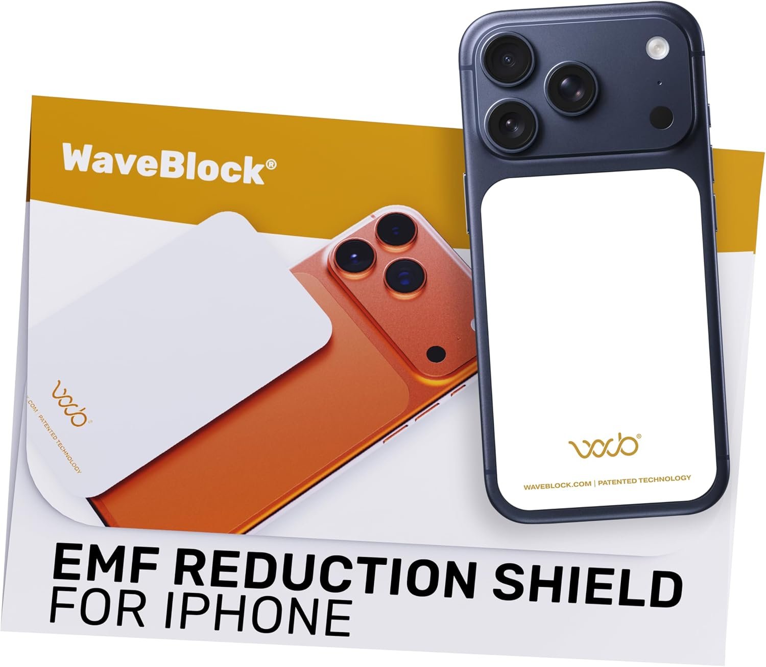 WAVEBLOCK EMF Blocker for Cell Phone – Made for iPhone 17 Pro – The Only Patented, Real Scientifically Backed, Lab-Tested 5G-Shield Sticker to Protect You & Your Loved Ones – USA Made White
