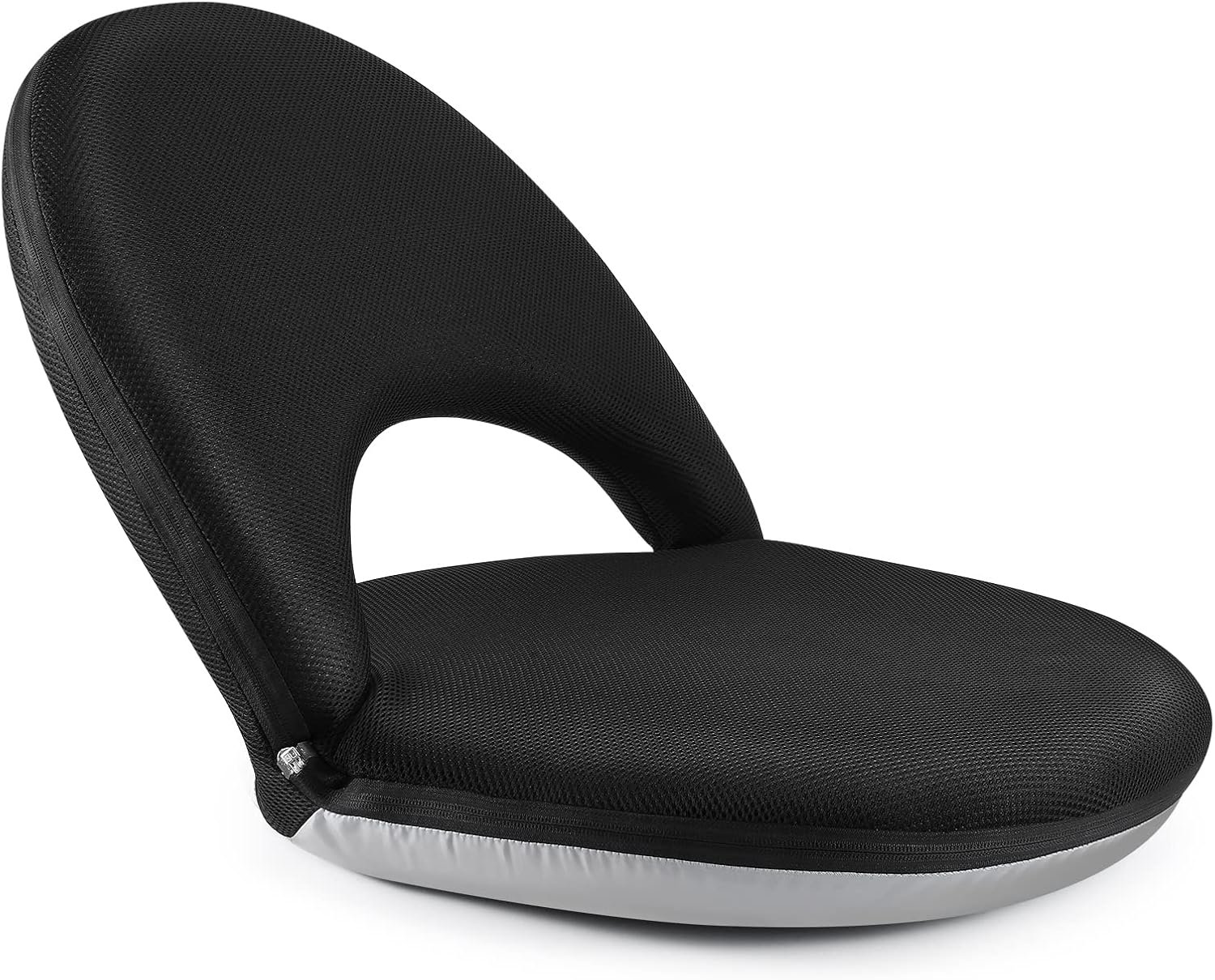 Nnewvante Floor Chair 42-Position Adjustable Floor Seating with Back Support Folding Floor Seat Cushioned Recliner Meditation Washable Chaise Lounges, Black