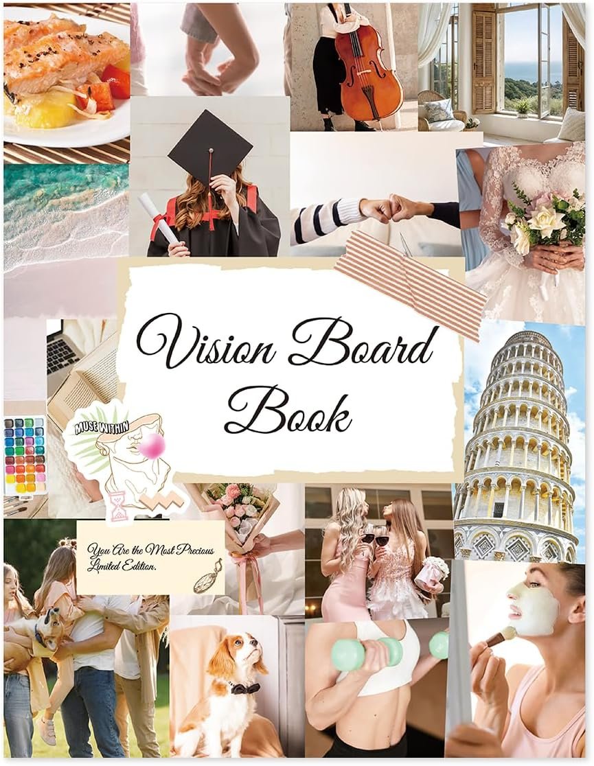 FUNCLASS Vision Board Book, 1500+ Images & Stickers for Teens Women Goals | Vision Board Supplies for Goal-Setting and Manifestation, with Clip Art and Quotes for Scrapbooking and Dream Boards
