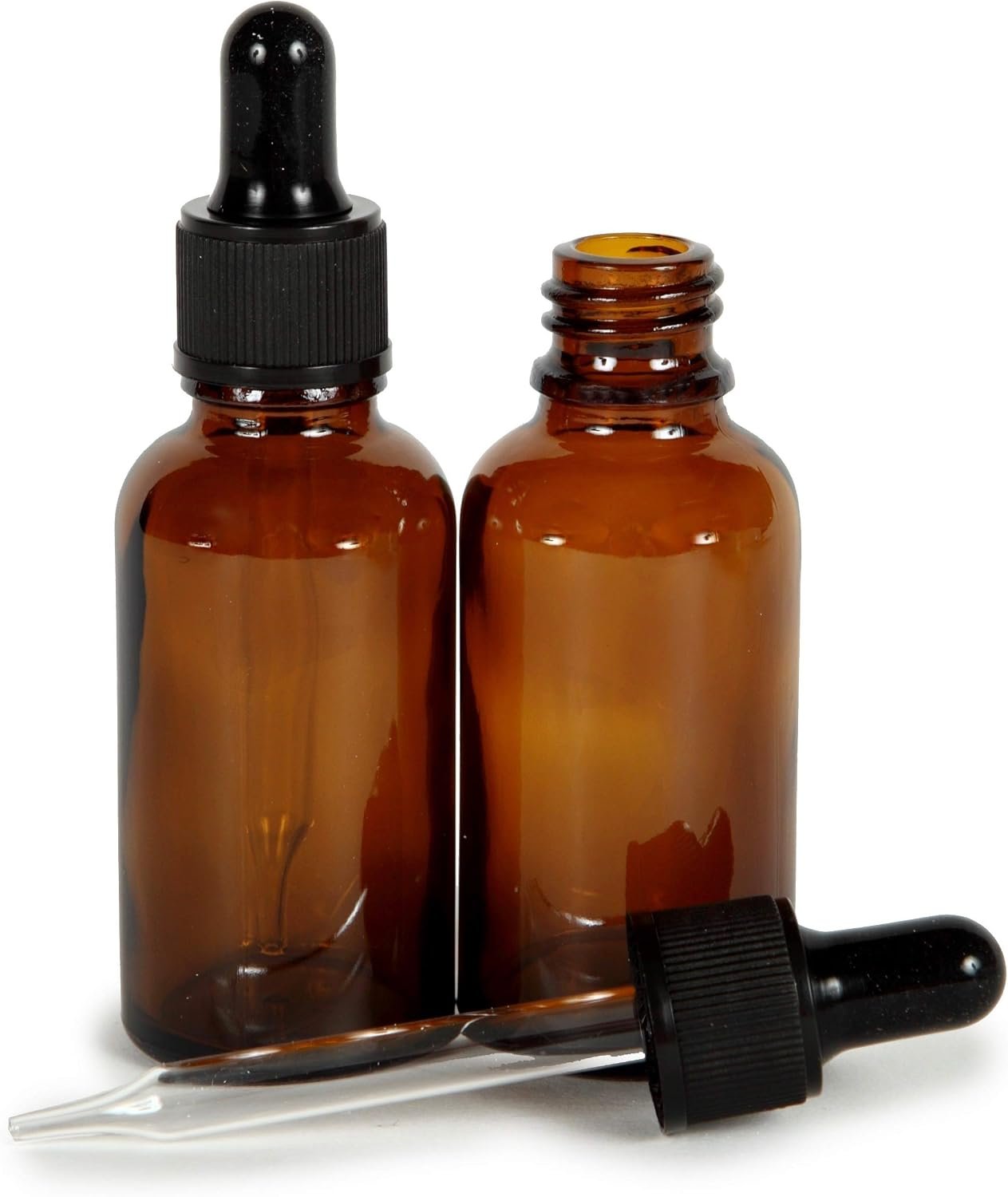 Vivaplex, Amber, 4 oz Glass Bottles, with Glass Eye Droppers – 2 pack