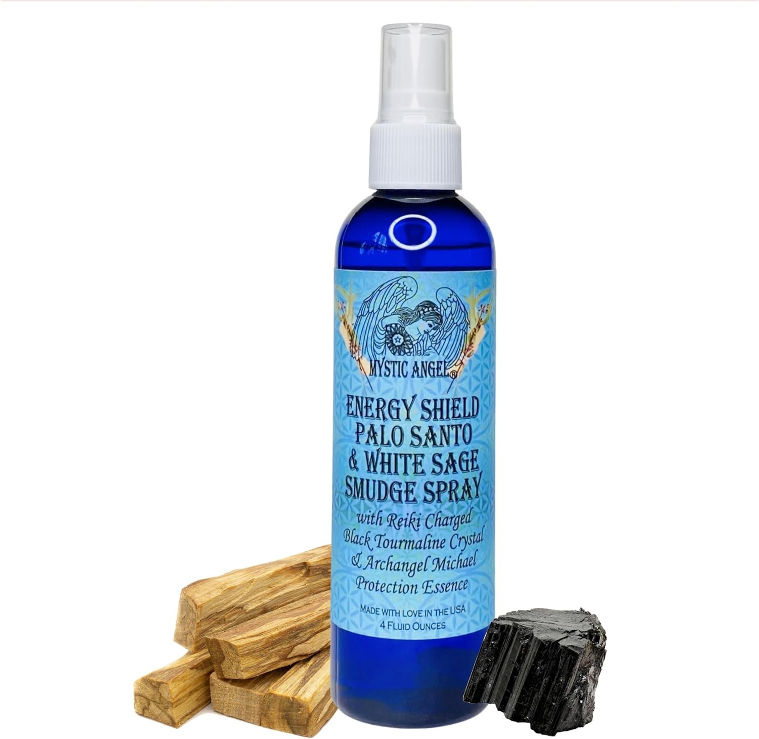 Mystic Angel Energy Shield Palo Santo & White Sage Smudge Spray (4 oz.) For Energy Clearing & Protection – Pack of 1