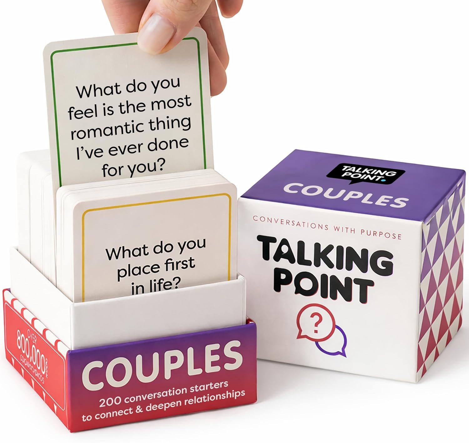 TALKING POINT CARDS – 200 Conversation Cards for Couples, Card Games for Date Night, Relationship Questions & Intimacy Building for Adults, Anniversary & Engagement Gifts, Couples Games