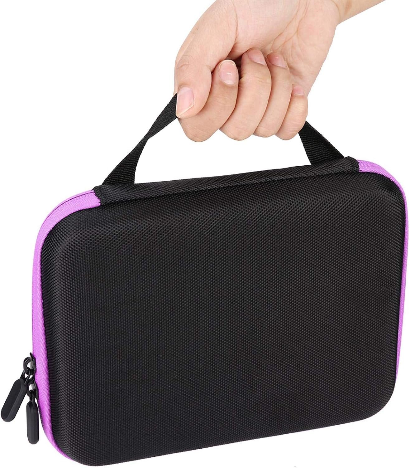 OUKENS Essential Oil Carrying Case, 1-3ml 63 Slots Hard EVA Shell Essential Oils Storage Organizer Bag with Foam Insert and Carrying Handle (Purple)