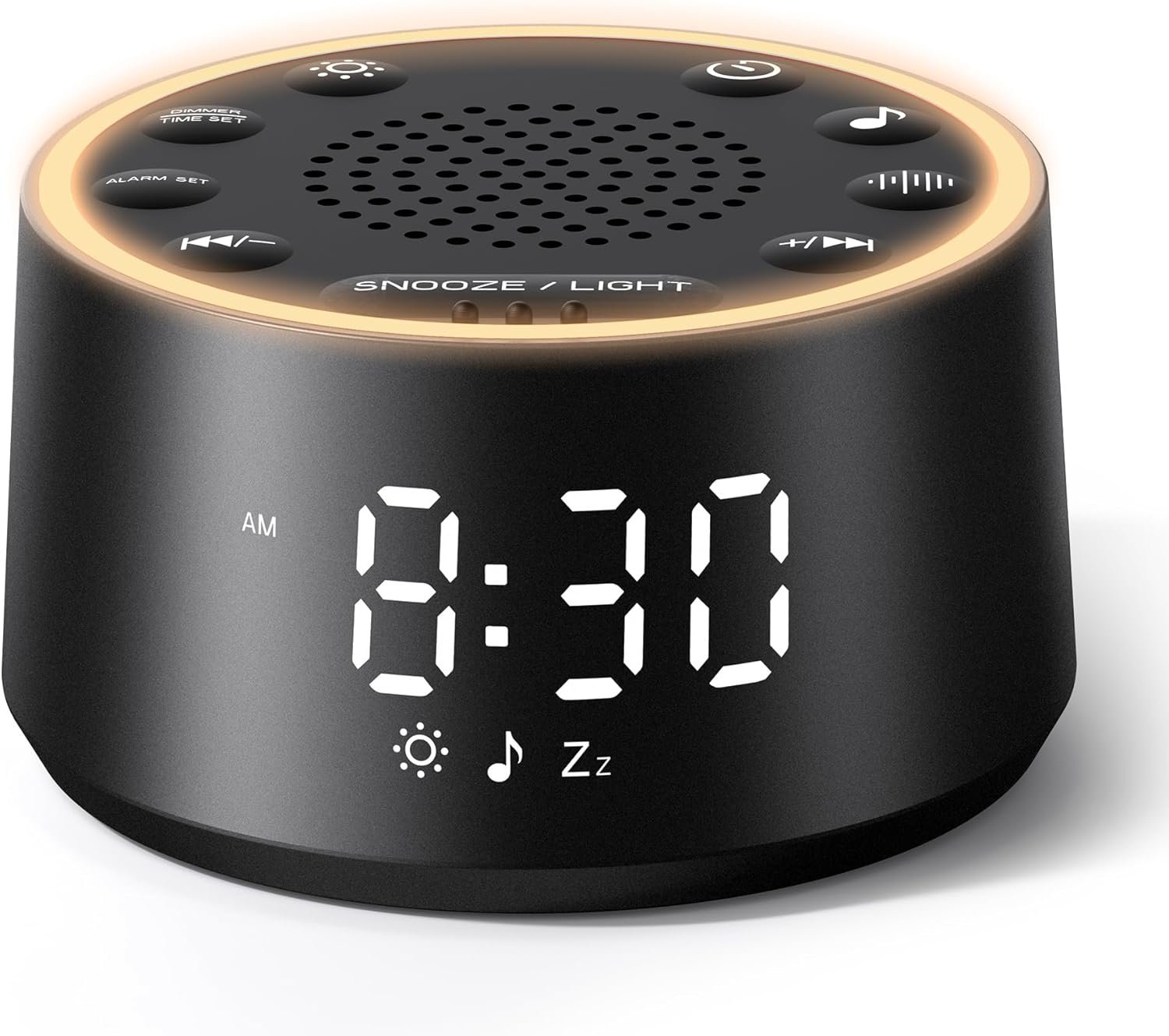 Dreamegg D1 Nova Sound Machine Alarm Clock, White Noise for Sleep, Black | 25 Sounds, 7 Gentle Alarms, Dimmable Clock, 10-480 Min Timer, White Noise Machine Alarm Clock for Heavy Sleepers, Adults