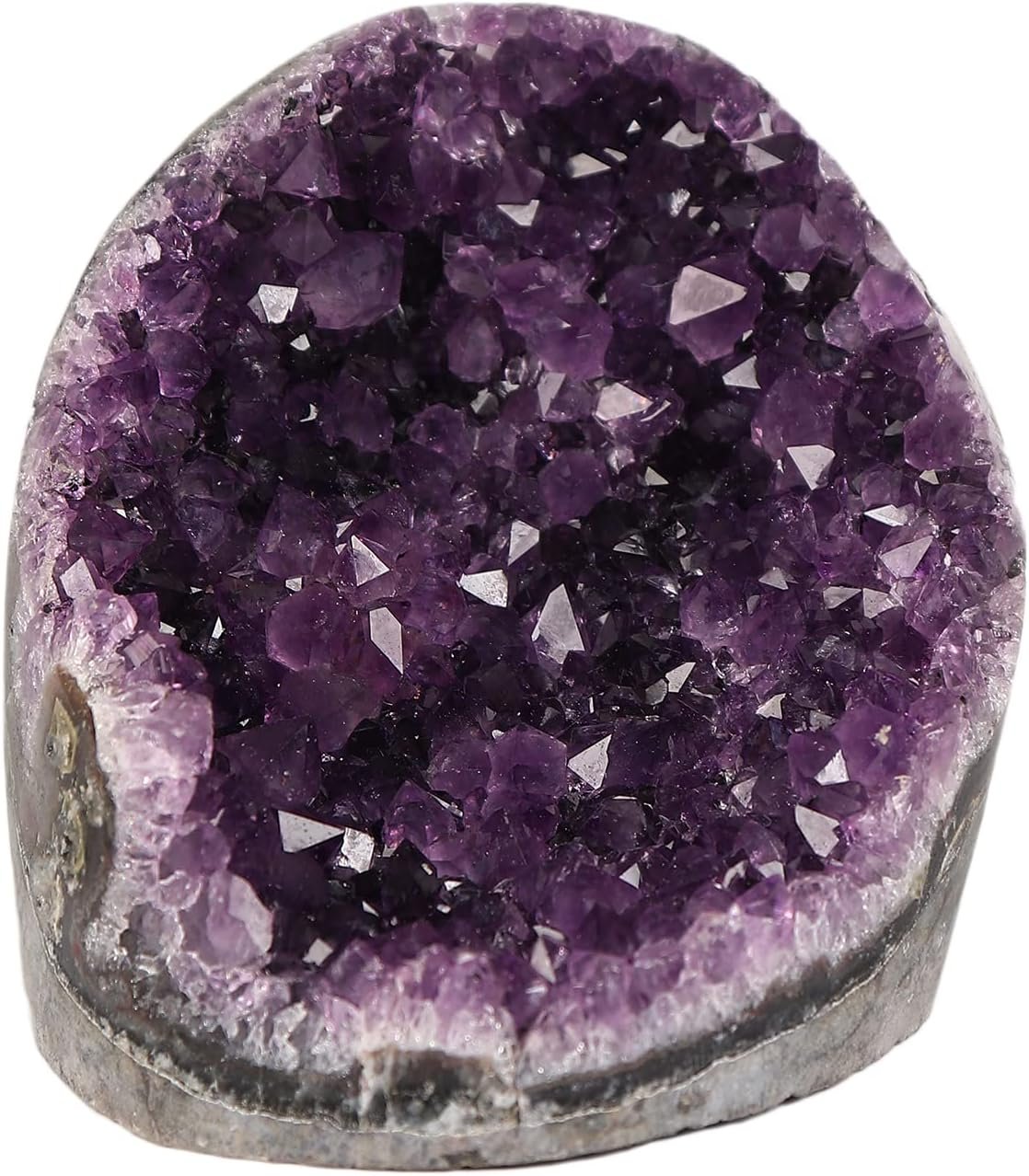 JIC Gem Class 1 Natural Deep Purple Uruguay Amethyst Crystal Clusters Upright Stone Raw Amethyst Geode Quartz Mineral Specimen