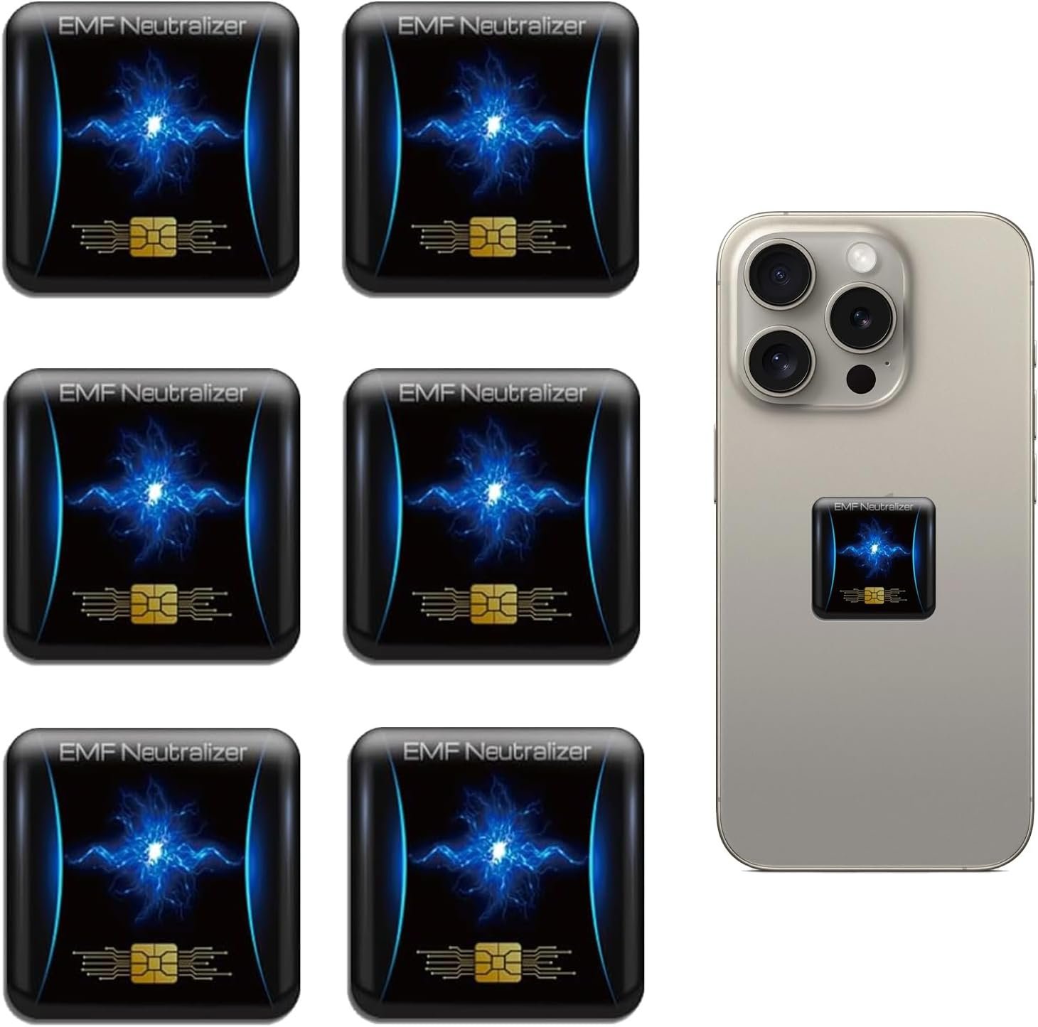 6 Pcs Emf Blocker for Cell Phone,Radiation Blocker,Emf Stickers for Cell Phone,A Practical Gift for Tech Lovers for Smart Phones/Tablets/Laptops Electronic Devices Blockers(Square)