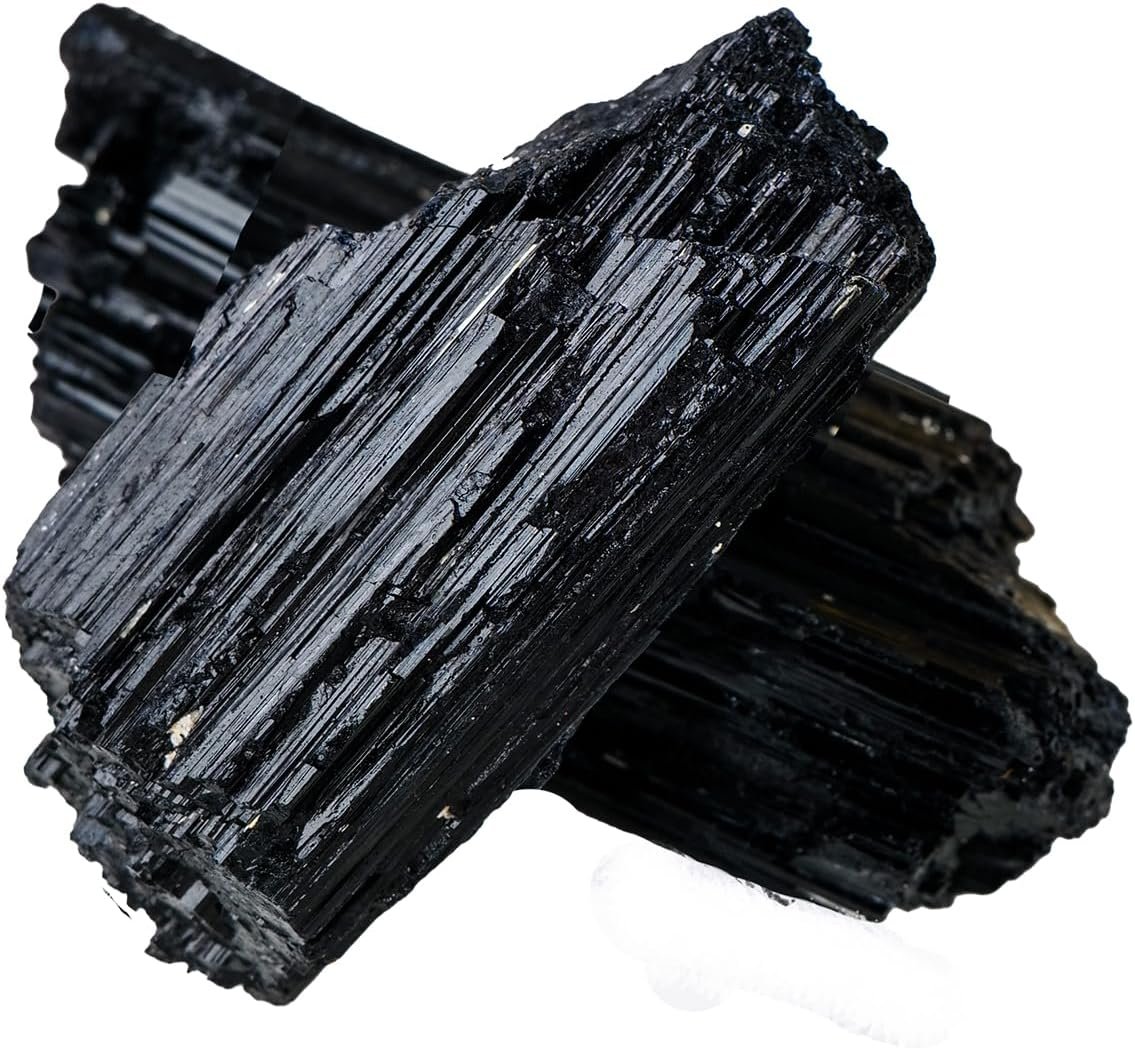 Apengshi 2PCS Natural Raw Black Tourmaline Crystal Healing Protect Your Energy Rough Black Tourmaline Crystal for Meditation Chakra Balance Tumbling Polishing Fountain Garden Decor