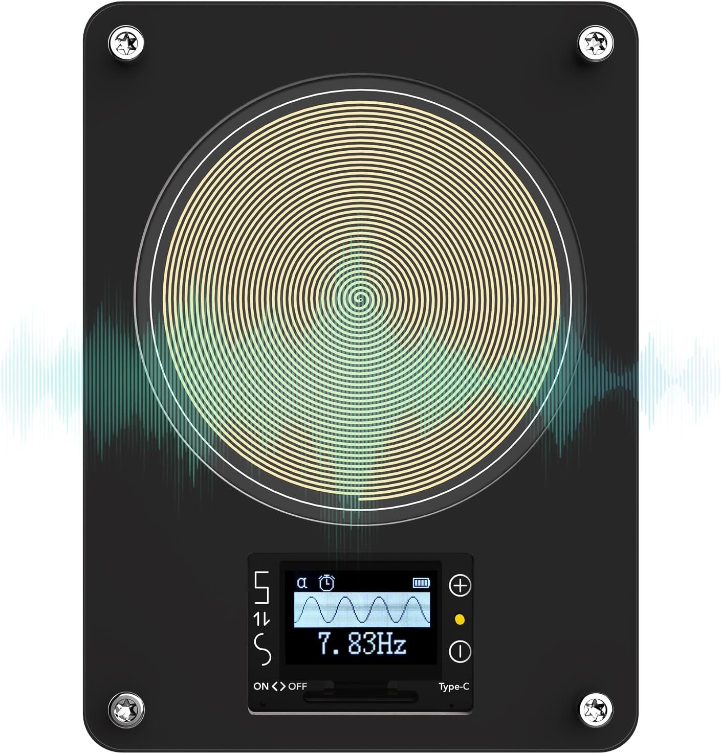Rechargeable Frequency Generator, 7.83Hz Adjustable Schumann Resonance Generator, Frequency Healing Device with Timer, Suitable for Meditation, Yoga, Stress Reduction and Relaxation | Black