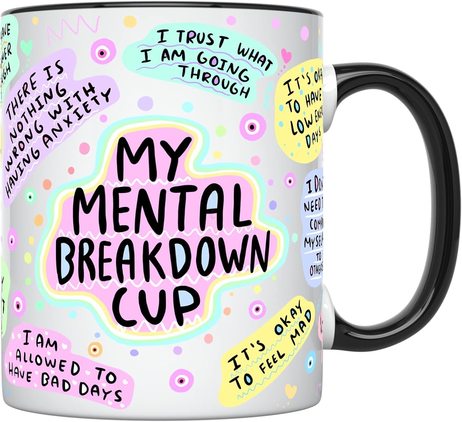 YouNique Affirmation Coffee Mug – Daily Affirmations, 11 Oz, Black Handle Self Care Inspirational Gift