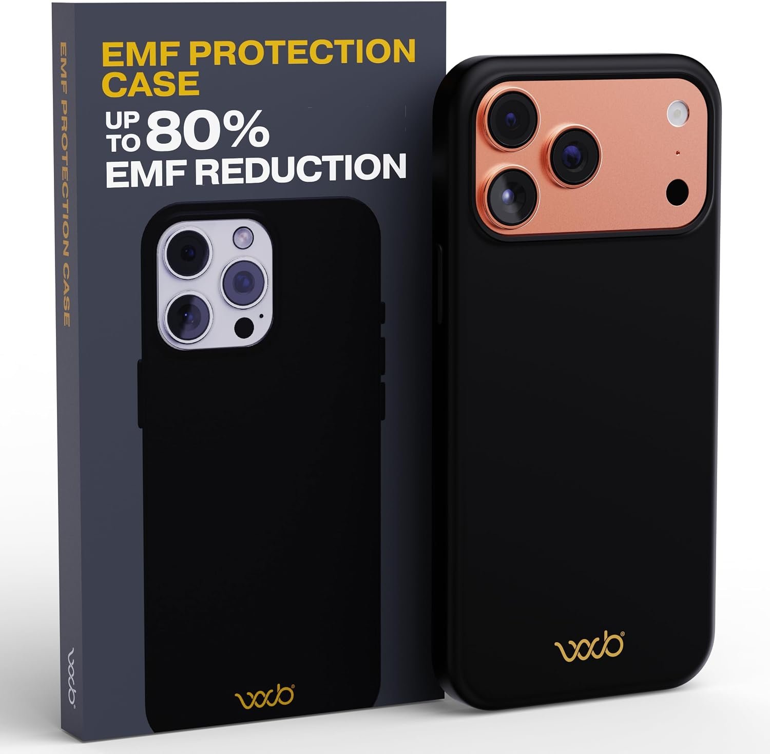 WAVEBLOCK EMF Protection Silicone Case Compatible with iPhone 17 Pro Max, Radiation Blocker, 5G Shield Reduction, Lightweight, USA Patented and Tested in FCC Lab, Black