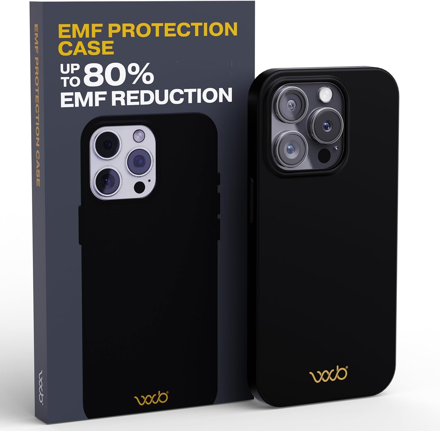 WAVEBLOCK EMF Protection Silicone iPhone Case, Radiation Blocker Cell Phone Case, 5G Shield Reduction, Lightweight, USA Patented and Tested in FCC Lab, iPhone 15 Pro Black