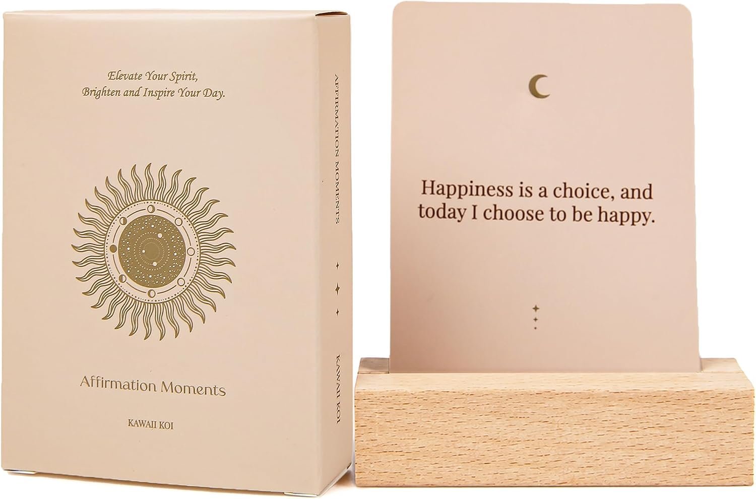 KAWAII KOI Affirmation Moments – 53 Positive Affirmation Cards for Women with Display Stand, Daily Inspirational Cards for Mindfulness, Motivation & Self Care, Uplifting Gift for Women