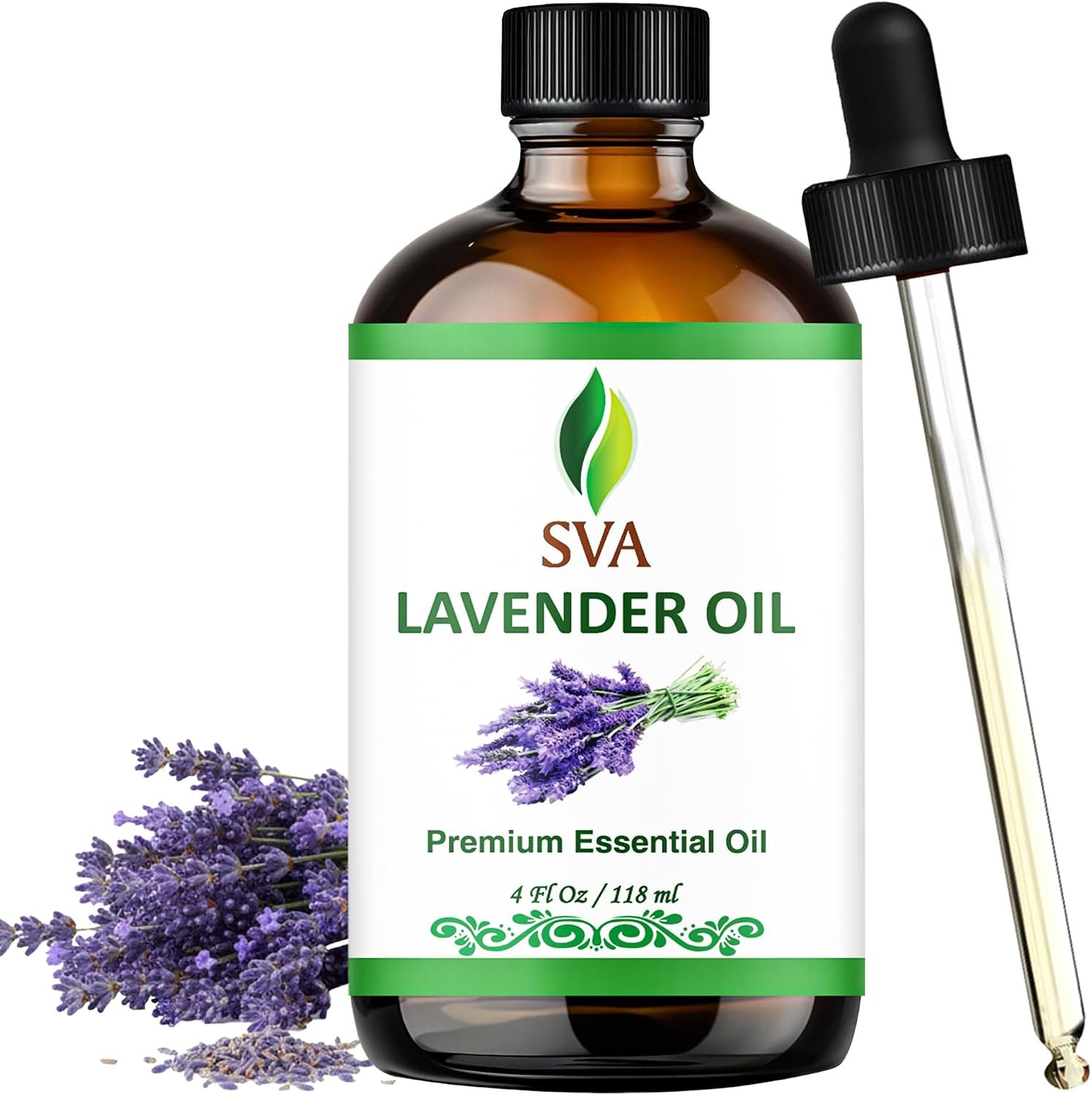 SVA Lavender Essential Oil 4 Fl Oz – for Diffuser, Skin & Hair Care – Ideal for Massage & DIY Blends – with Dropper