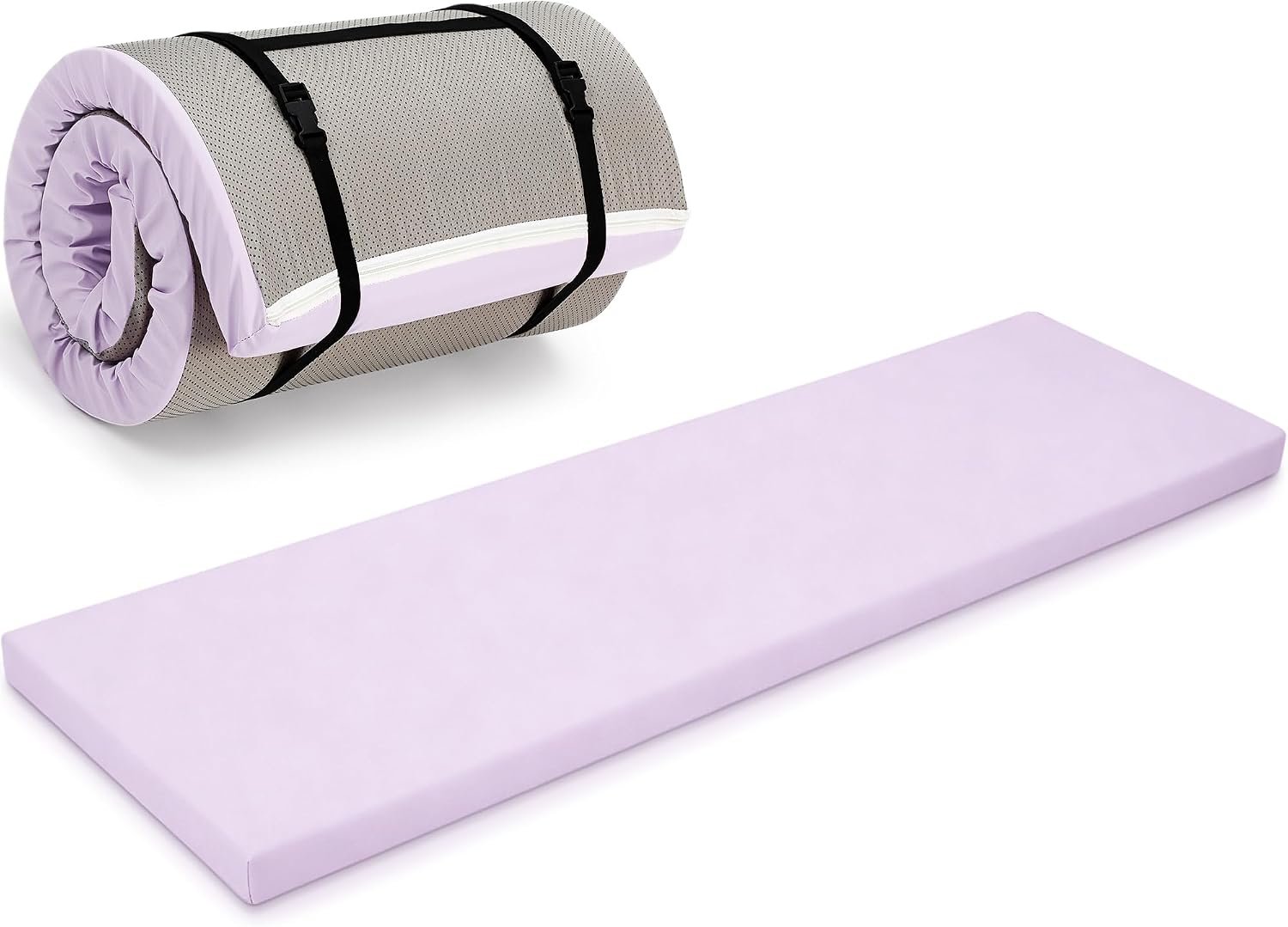 Lyrow 2 Inch 72″x24″ Thick Foldable Yoga Mat with Carry Strap, Non-slip Portable Foam Gym Mat for Yoga, Pilates and Stretching