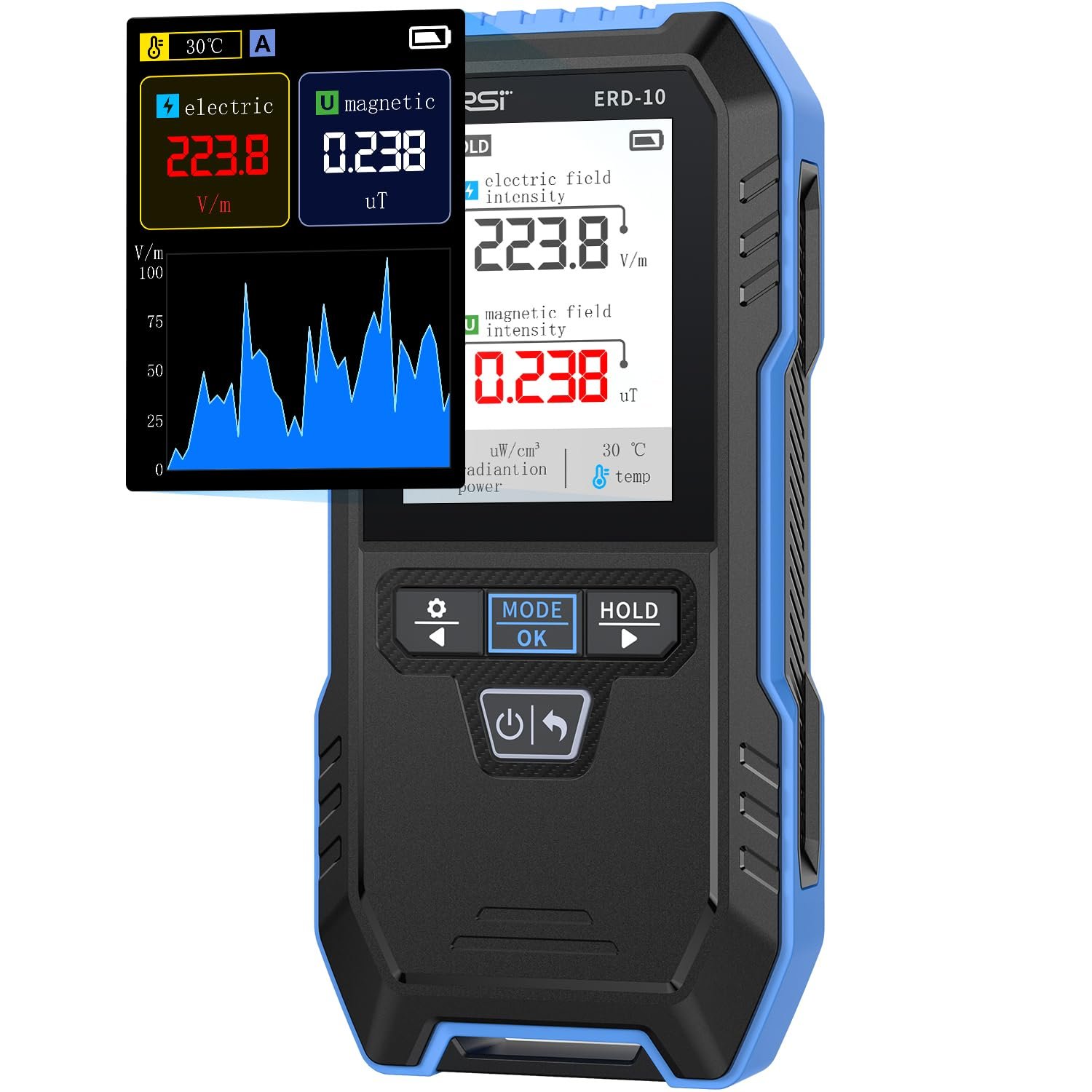 FNIRSI ERD-10 EMF Detector, Curve Display EMF Radiation Meter, Rechargeable EMF Reader Electromagnetic Field Detector for Home, Office, Ghost Hunting