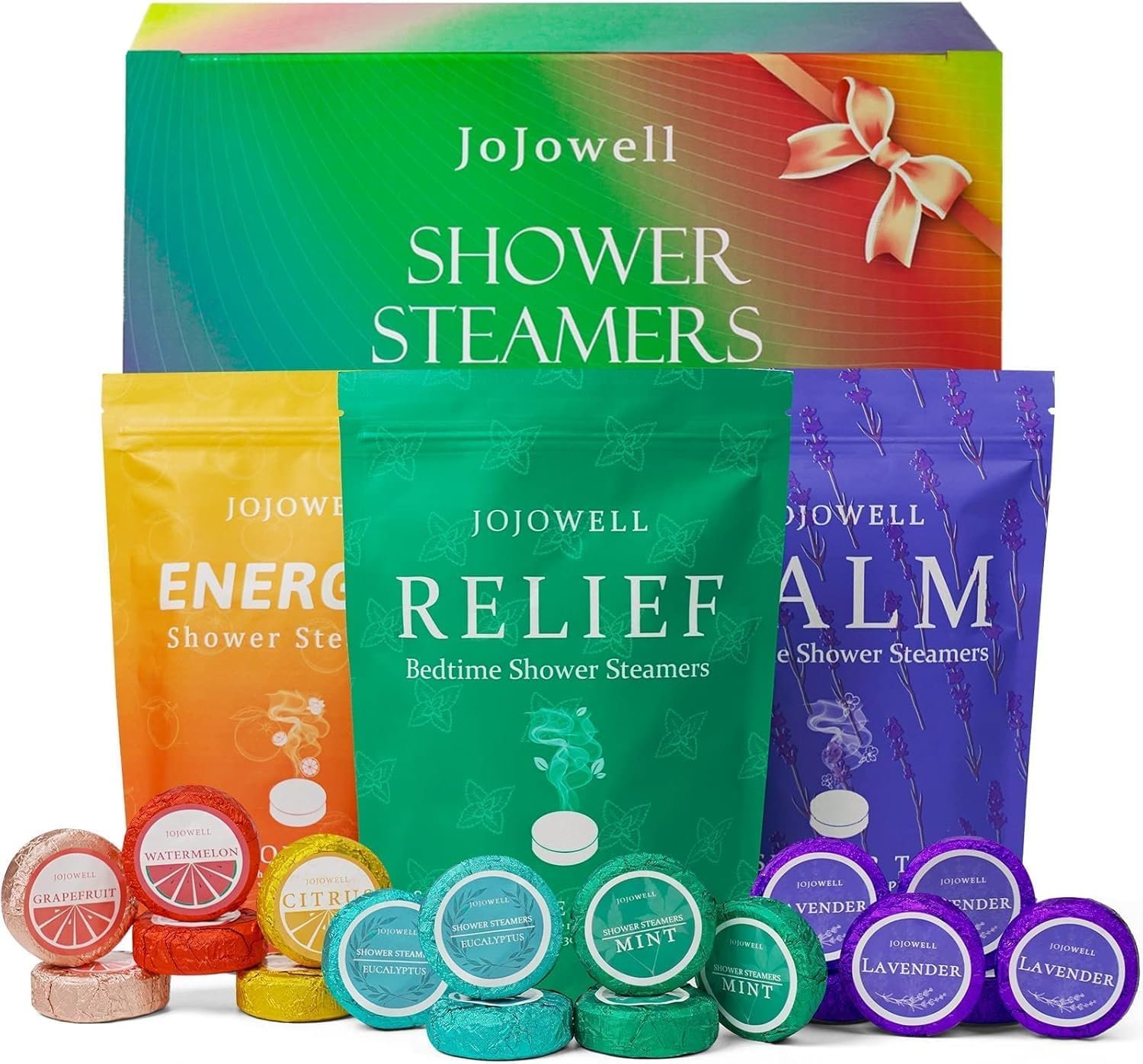 JoJowell Shower Steamers Aromatherapy – 18 Pack Birthday Gifts for Women & Men, Mom Wife Grandma Sister Her Teens, Self Care with Natural Essential Oils Relaxation Home SPA
