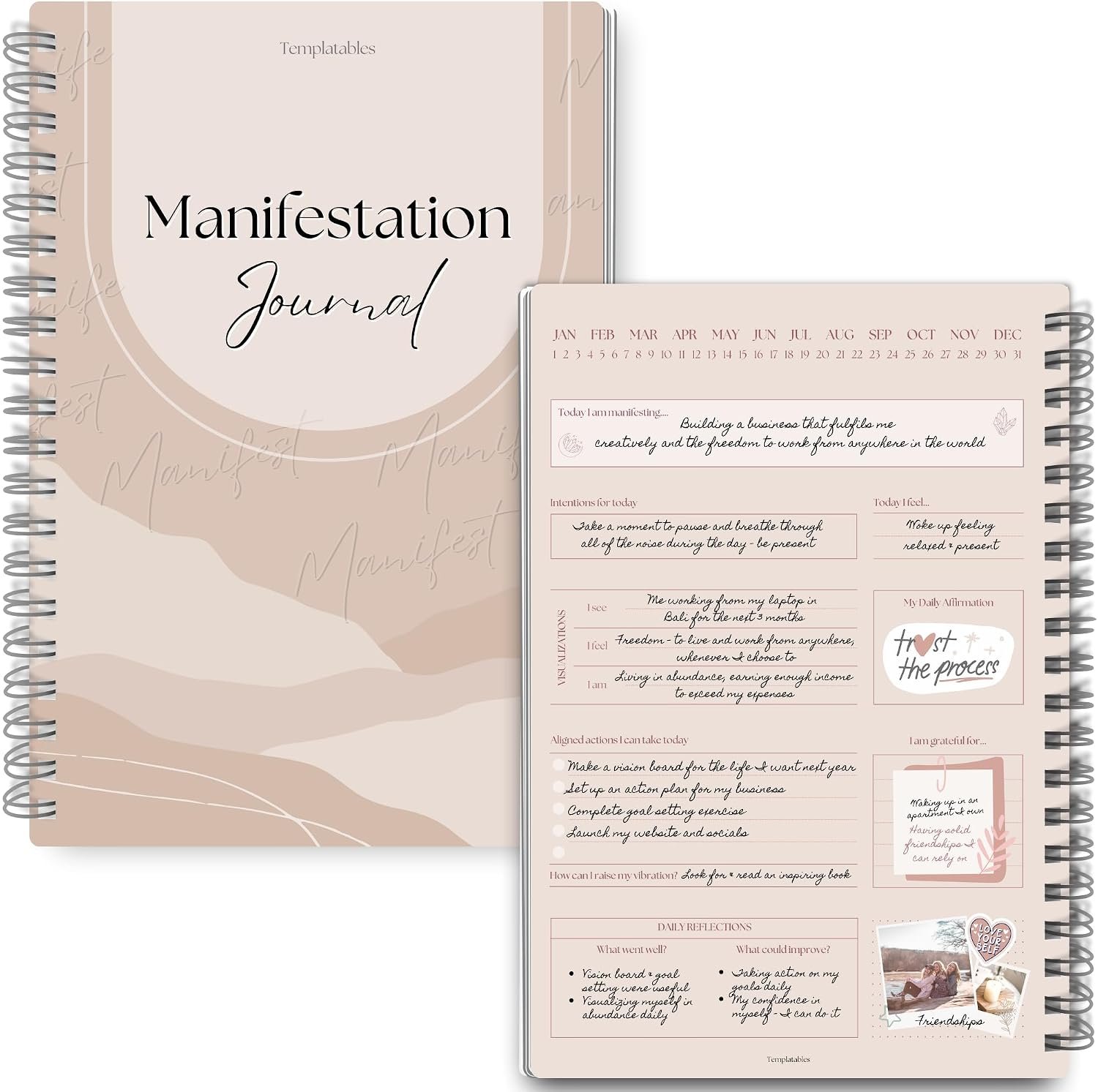 Manifestation Journal | Law of Attraction Daily Planner with 369 Method, Affirmations, Gratitude, Vision Board, Reflection Prompts & Goal Setting Pages, Undated Luxury Self Growth Notebook | A5 Lux