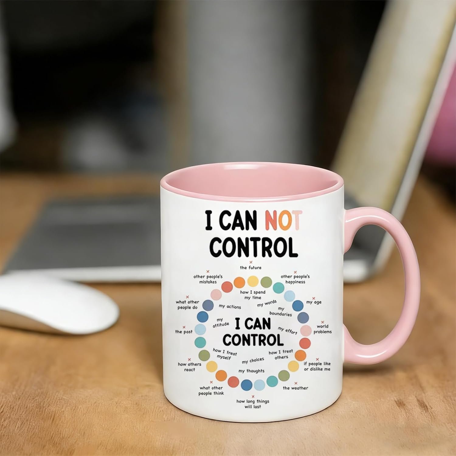 1PC 11oz Ceramic Coffee Mug With Inspirational Positive Affirmations Quote Dishwasher Safe Motivational Mug For Teachers Friends, Pink