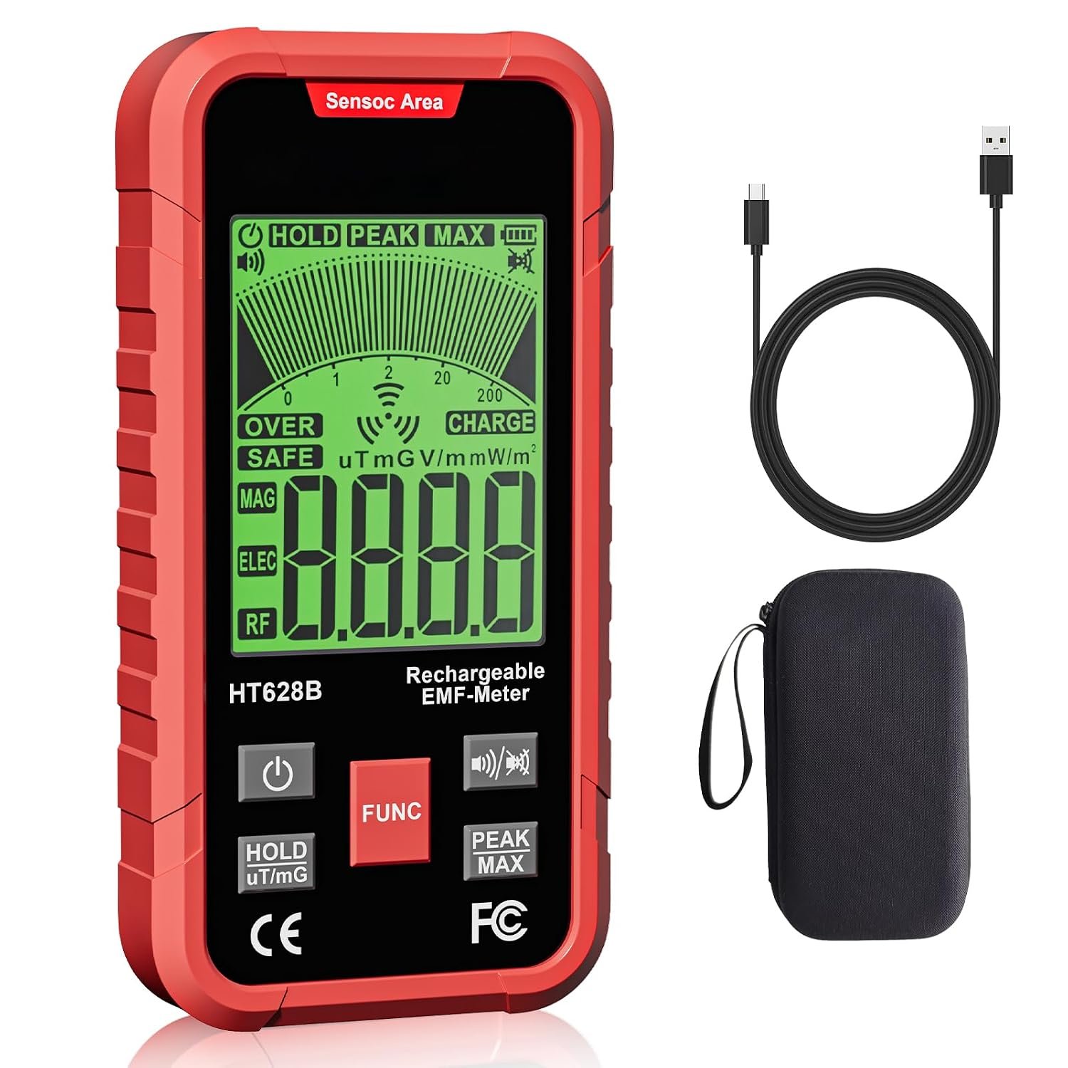 3-in-1 EMF Meter & Detector, Portable Rechargeable RF EF MF Tester with Sound & Light Alarm, for Home WiFi Signal & Electronics