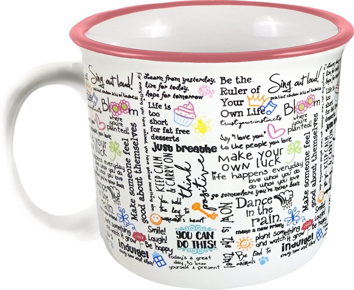Spoontiques Ceramic Camper Mug, 14oz – Microwave & Dishwasher Safe, for Cold & Hot Beverages – Positive Affirmations
